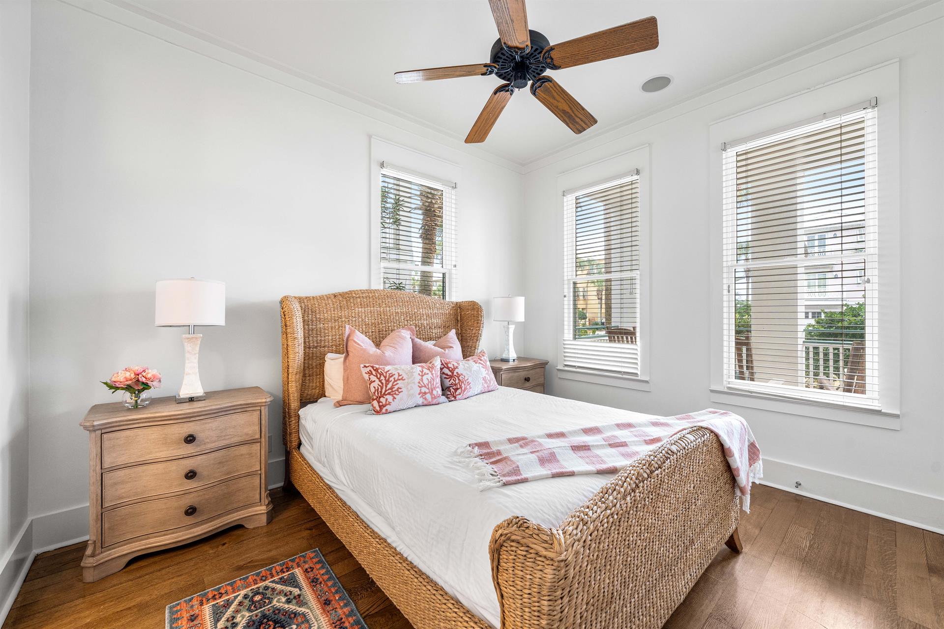 1st Floor Bedroom with Queen Bed, 32 YouTube TV, and Full Bathroom with BathtubShower Combination.