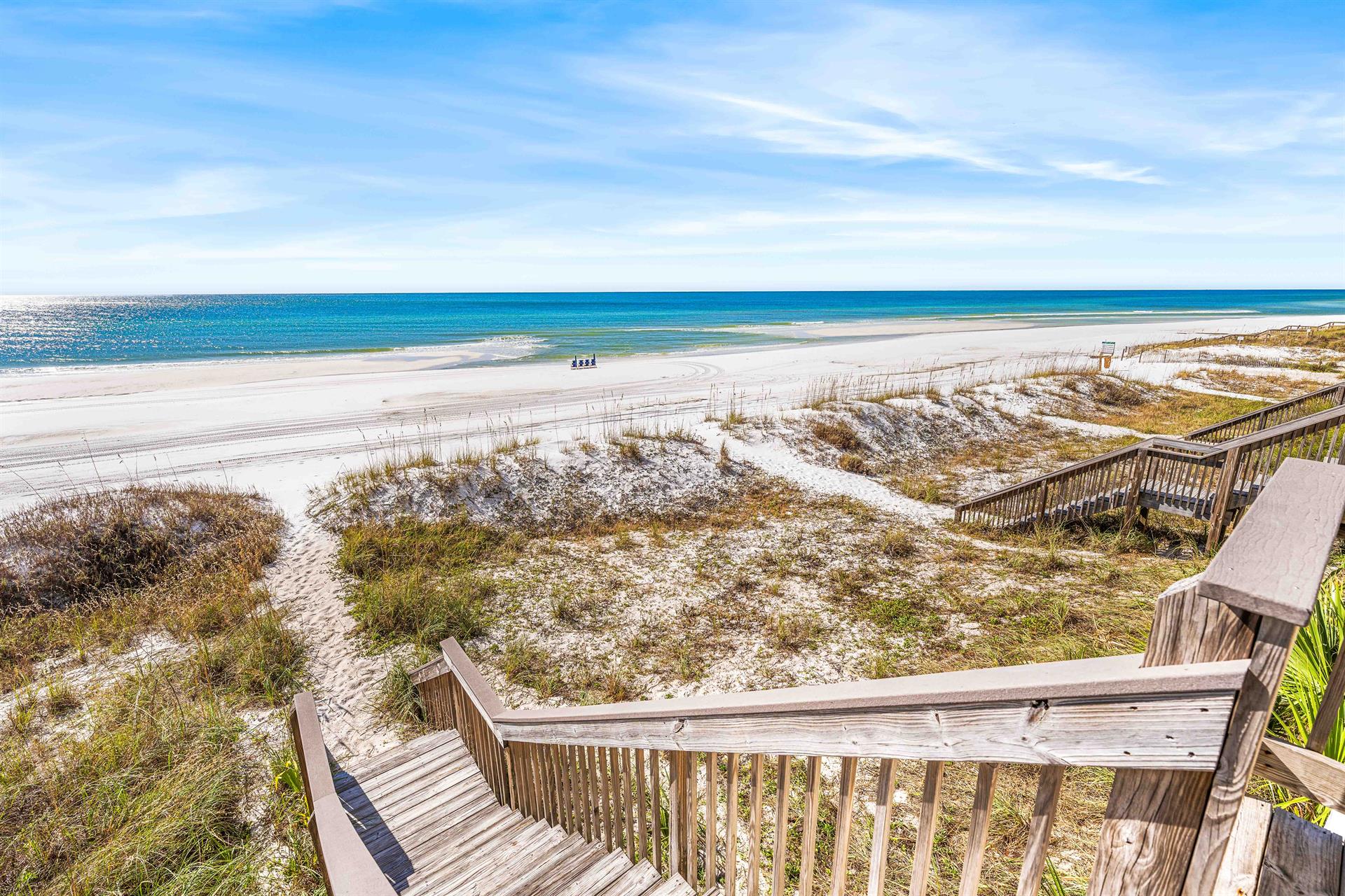 Steps Down To the Frangista Beach  Your Beach Chairs  Umbrella Will be Set Up Daily for You March through November.  6 ADDITIONAL Beach Chairs are Available YearRound