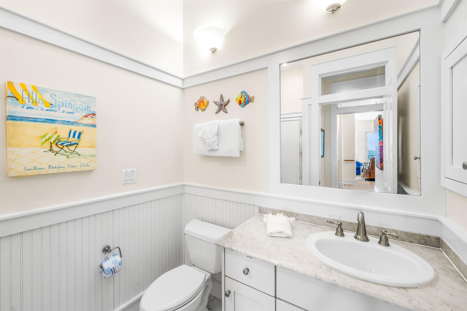 2nd Floor Ensuite Bathroom for the Guest Queen Bedroom with Walkin Shower.