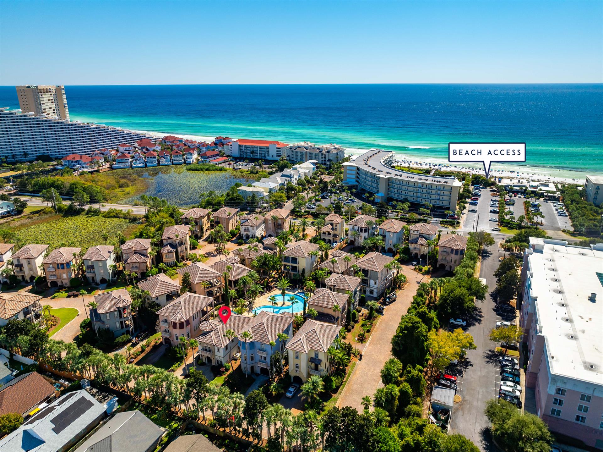 Private access to the Gulf waters.  Use your beach wagon  walk to beach or drive your car or rented golf cart  park in the designated beachside parking area.