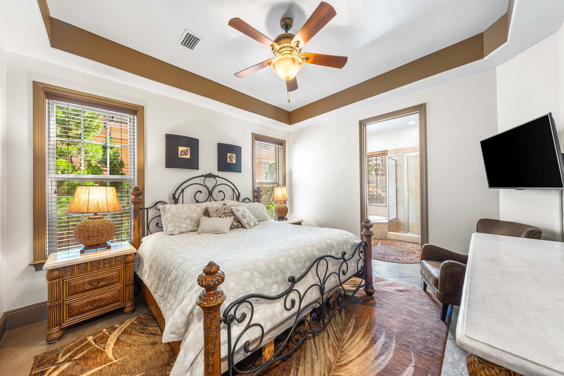 1st floor king bed with a 42 smart tv.