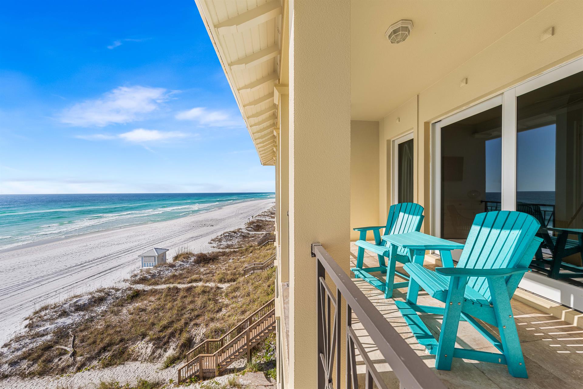 Enjoy your coffee and watch the sunrise from this 3rd floor balcony.  Third Day Offers Beachfront Balconies on ALL 3 Floors