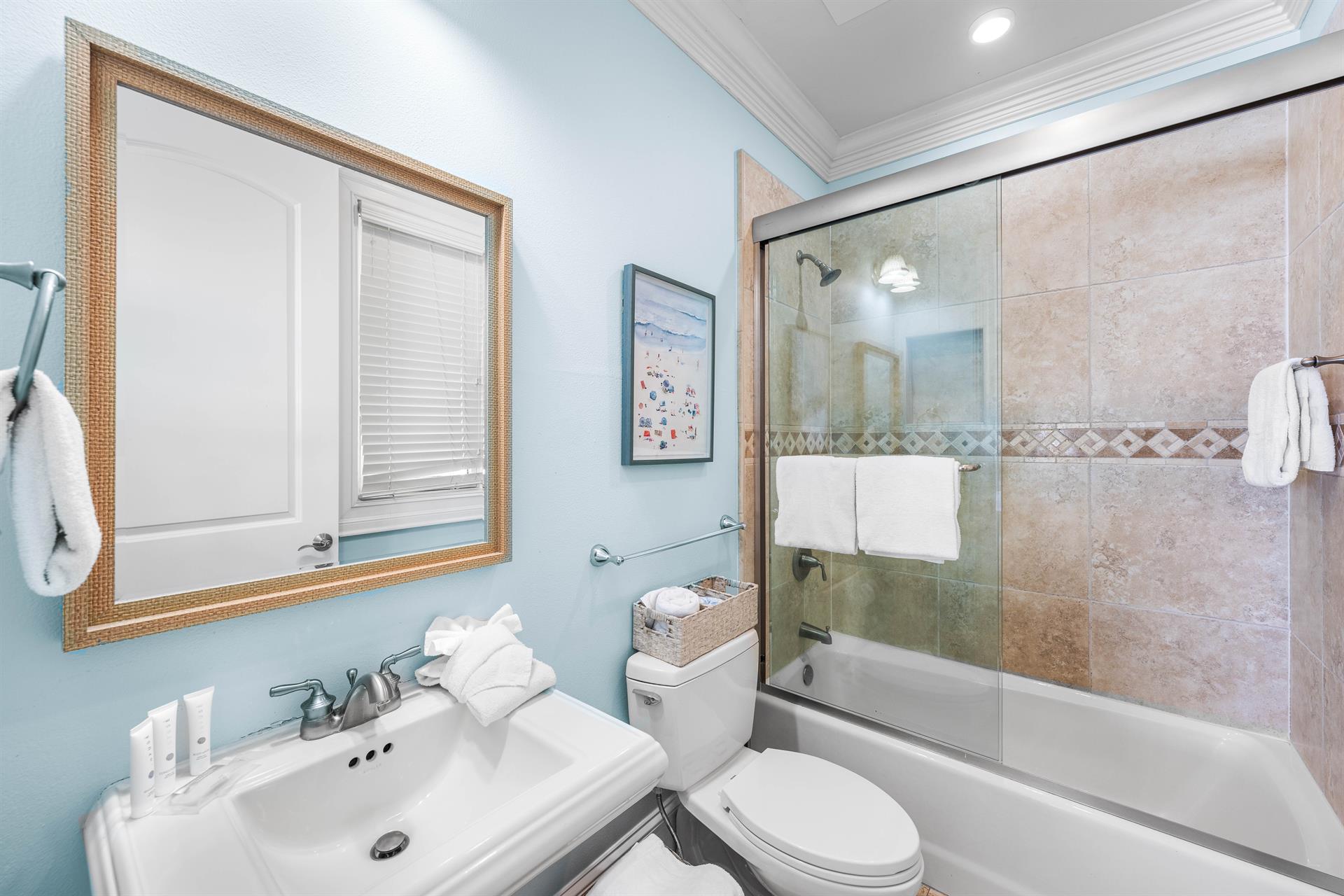 First floor King Bedrooms Ensuite Bathroom with Tub and Shower Combination.