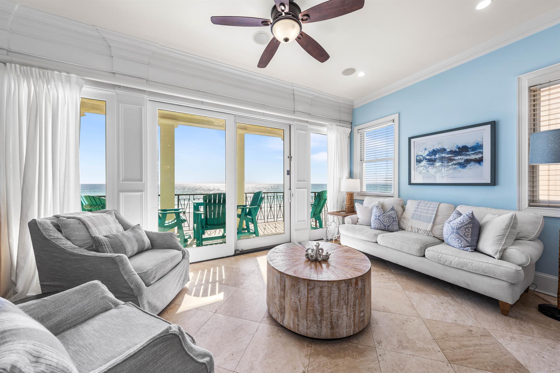 Living Room with Views Of the Gulf of Mexico Step Out To the Second Floor Beach Balcony for Covered Dining