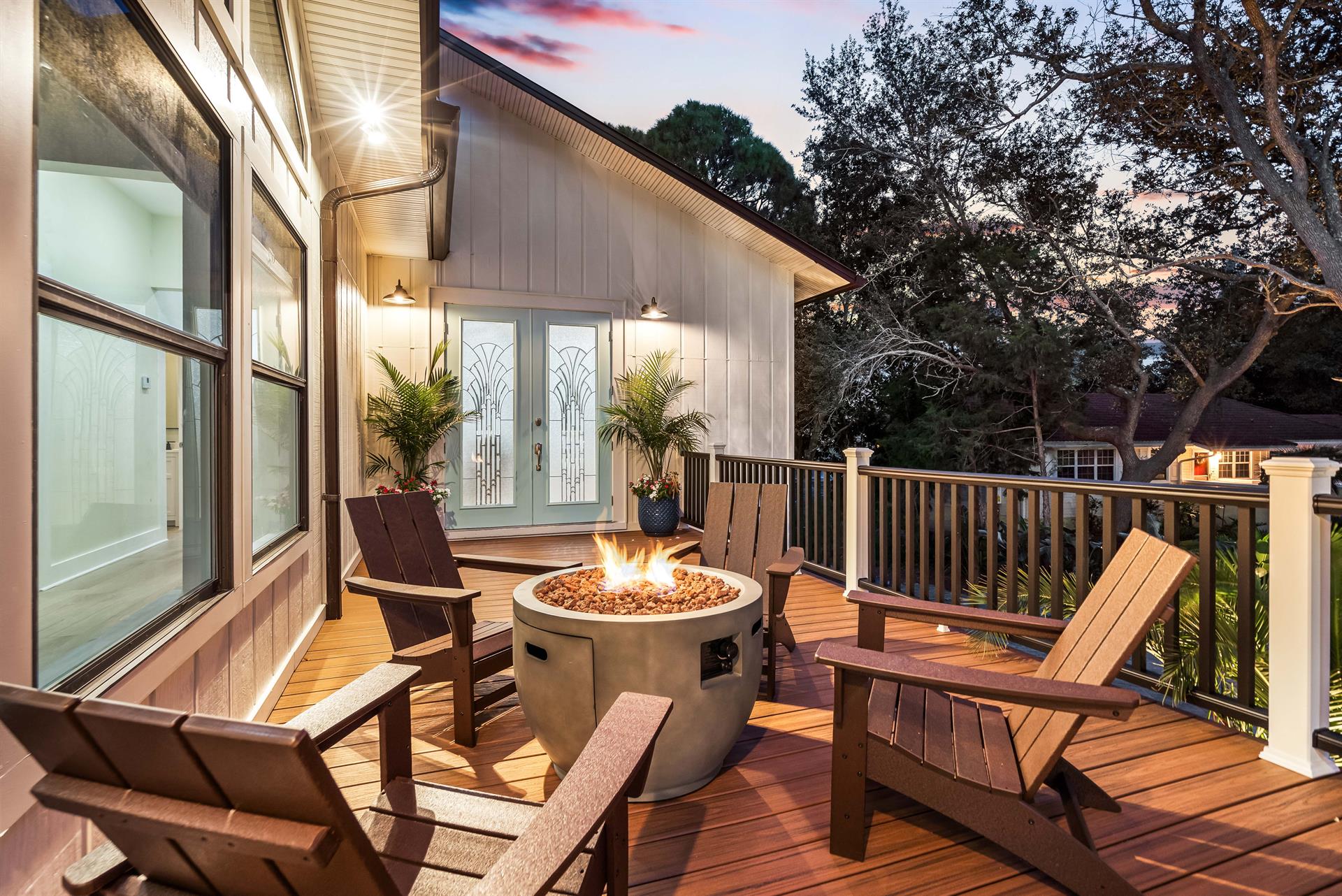Outdoor Fire Pit on the Elevated Side Deck
