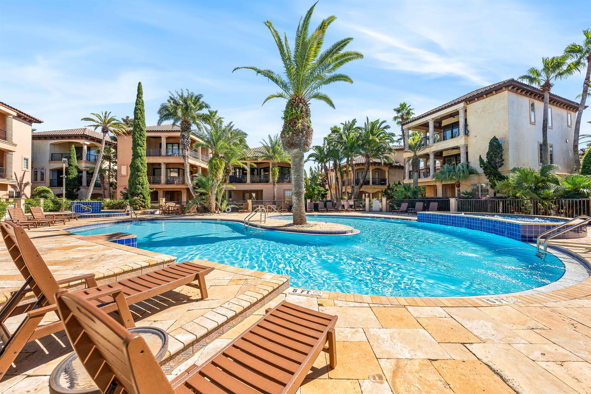 Room to spread out for sunbathing or floating in the resort style pool.