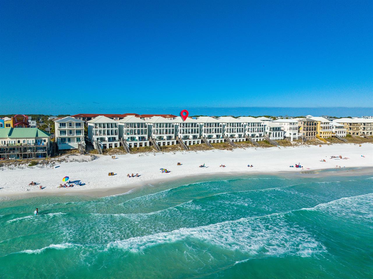 Aerial View of Frangista Beach and Sea La Vie