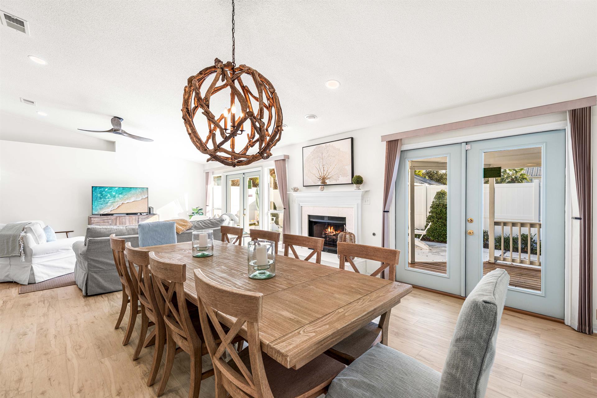 This Dining Table can Handle the Entire Group Seating 10 Plus 3 More on the Kitchen Bar and a Pool View Just Outside to the Covered and You Have a 6 Seat Table For Poolside Dining