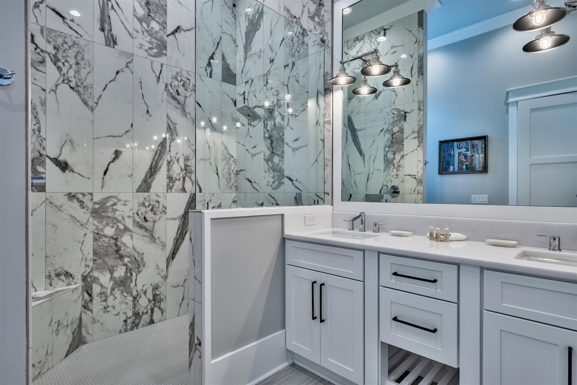 Private Bath with Double Vanity and Walk In Shower