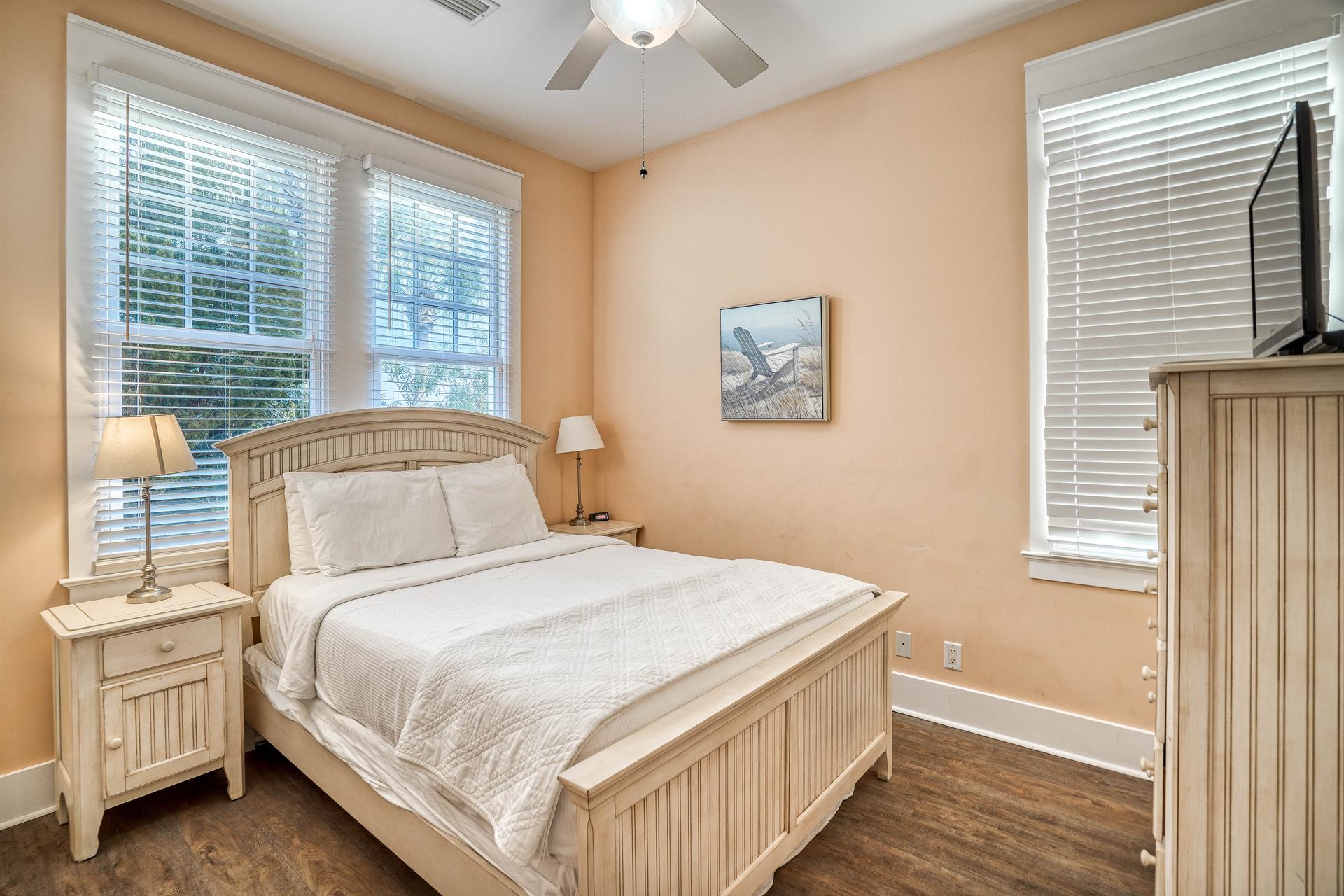 Queensized bliss — in this second first floor queen bedroom on the first floor with your own en suite bathroom.