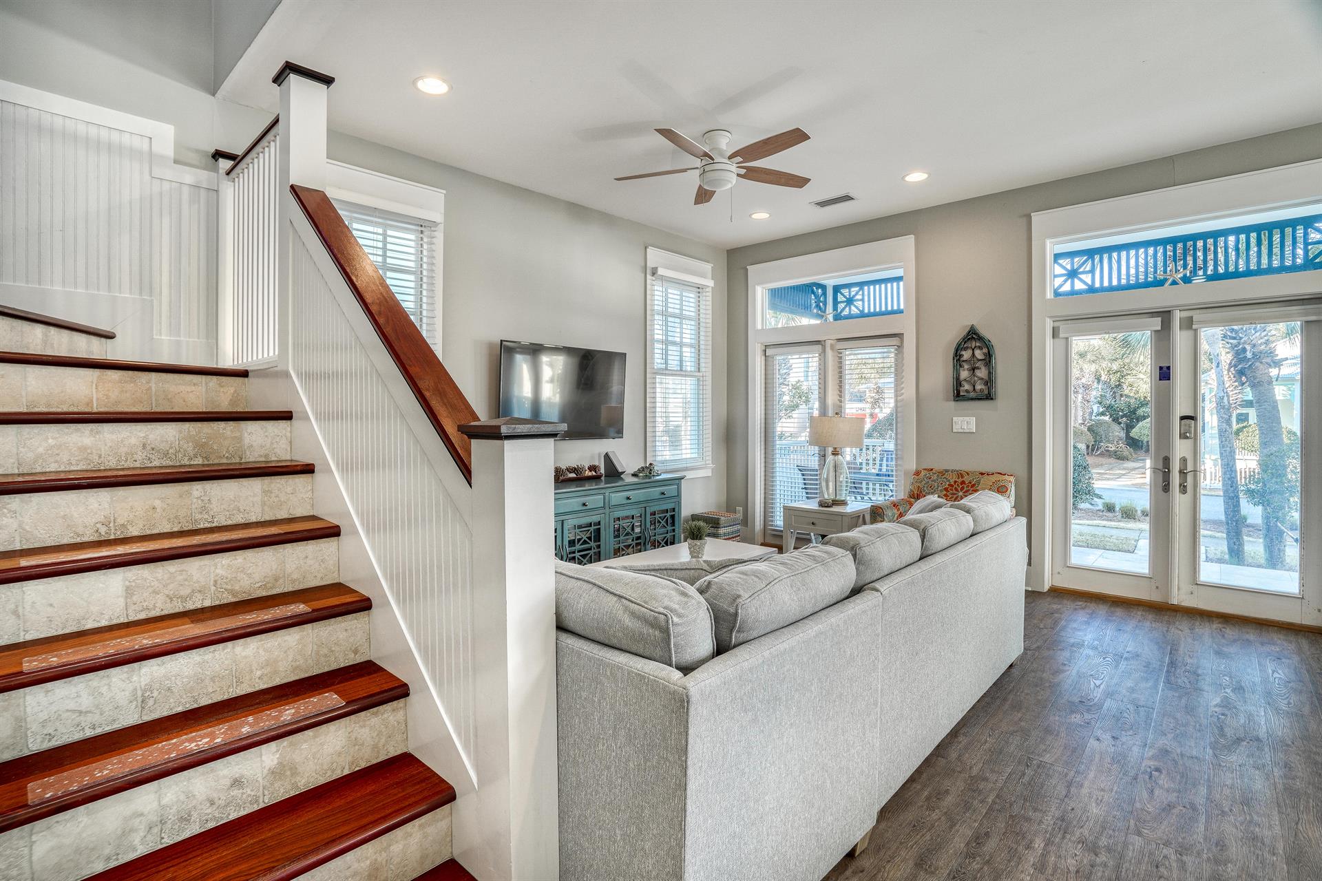 Stairs going up to your beachside primary retreat where you have the entire upper floor to yourselves