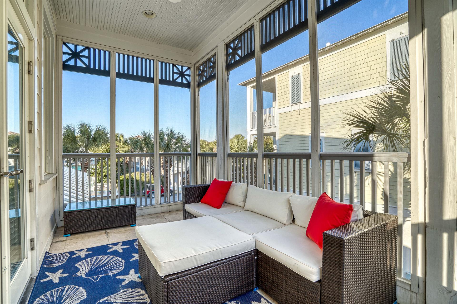 This balconys a whole mood  Imagine savoring morning coffee or evening cocktails.  Guests love this space just off the primary king bedroom.