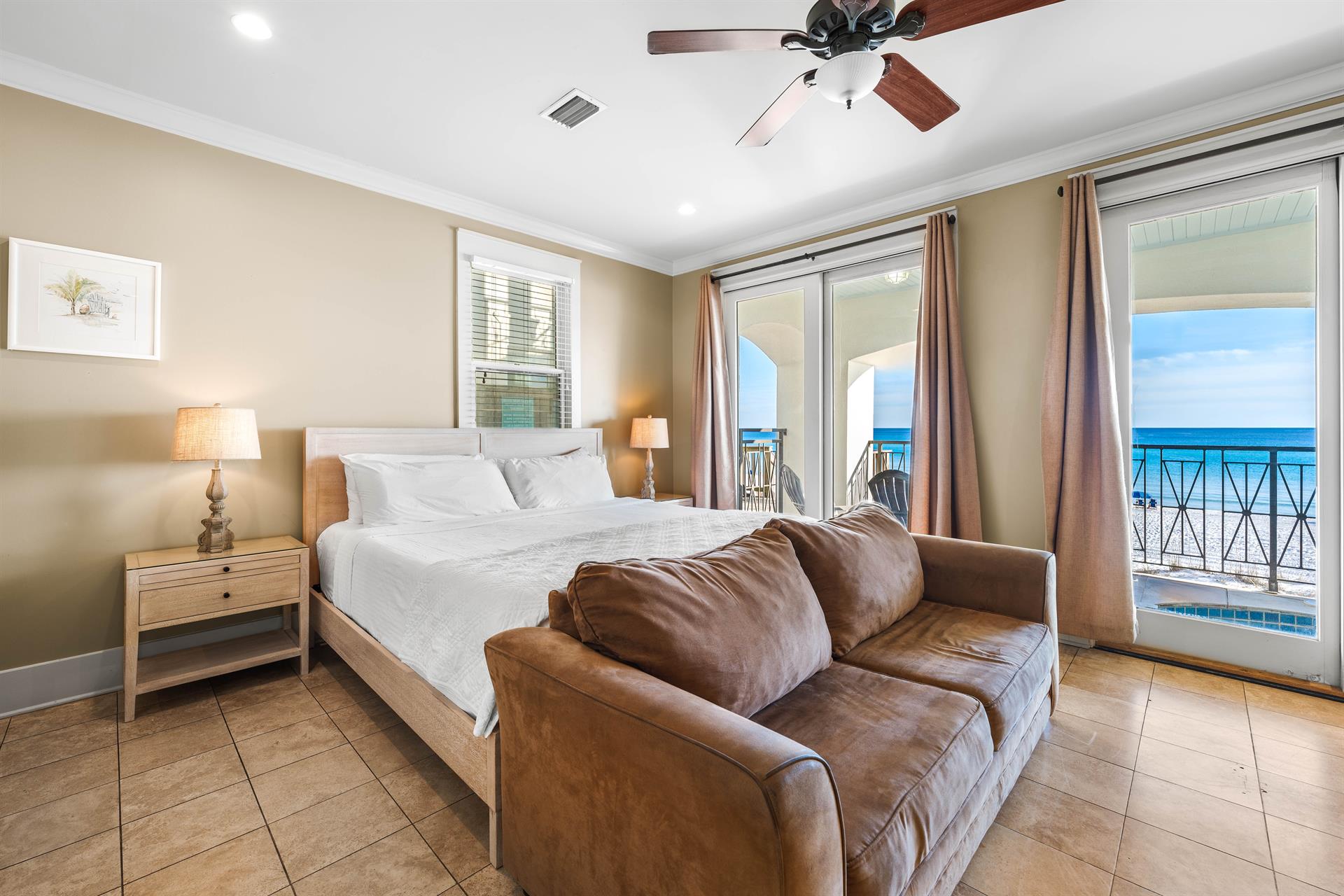 1st Floor King Bedroom with 50 Smart TV, Elevator Access, Beachfront Balcony with Splash Pool  Bathroom