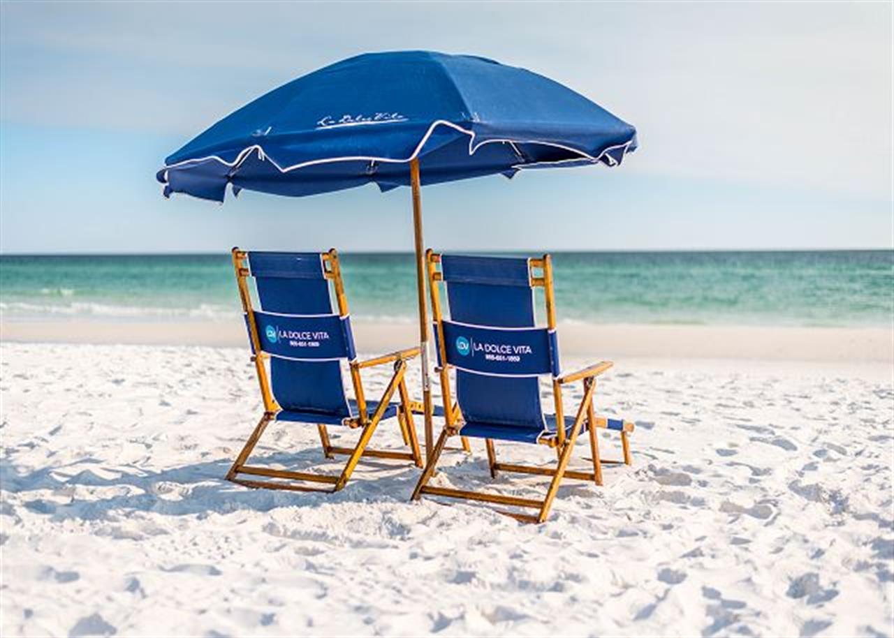 Two Chairs And An Umbrella Are Set Up Daily for You During March 1  October 31.   SEASONAL BEACH SECURITY PROVIDED AT THE QUIET SURF COMPLEX to ensure your beach space