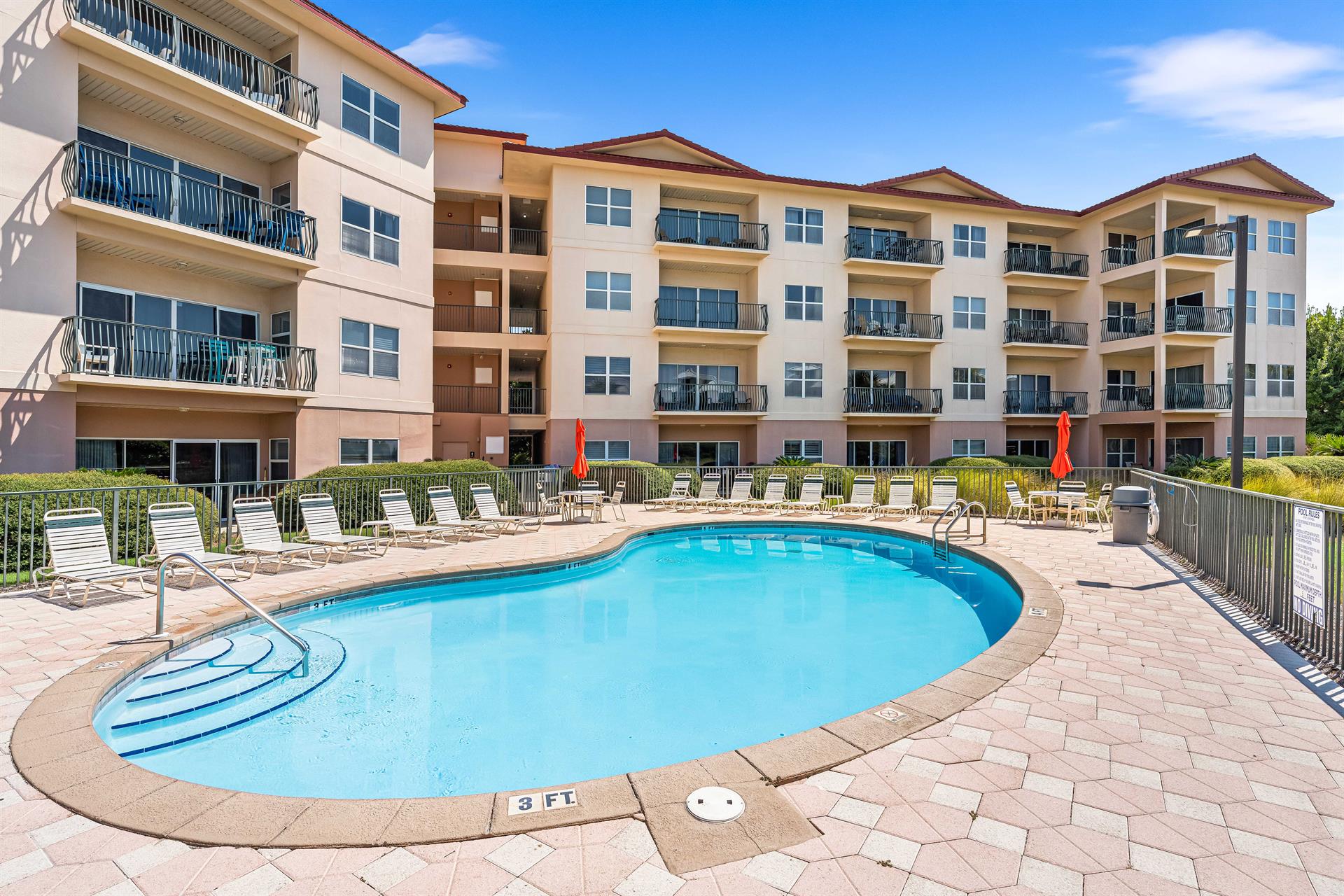 Community Pool and Hot Tub with Plenty of Seating