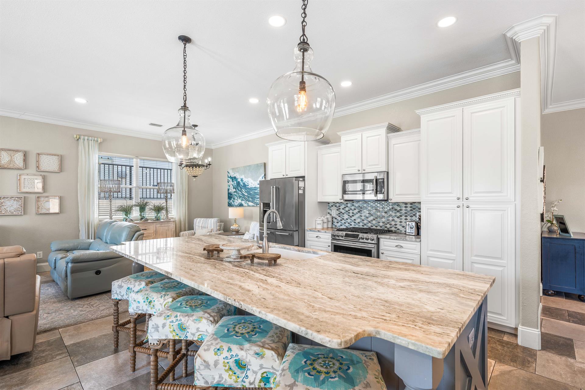 Fully Stocked Kitchen with Stainless Steel Appliances