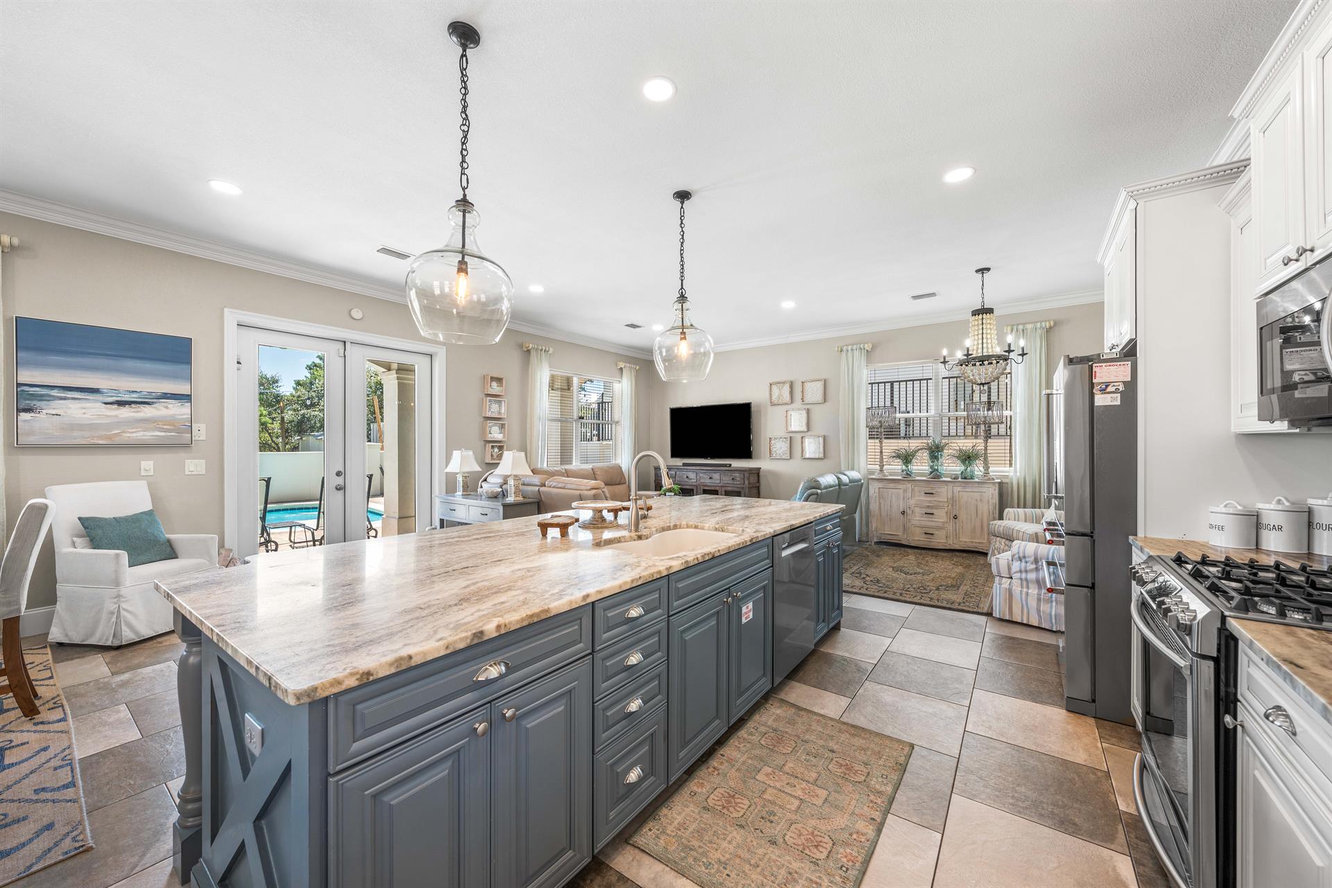 Fully Stocked Kitchen with Stainless Steel Appliances