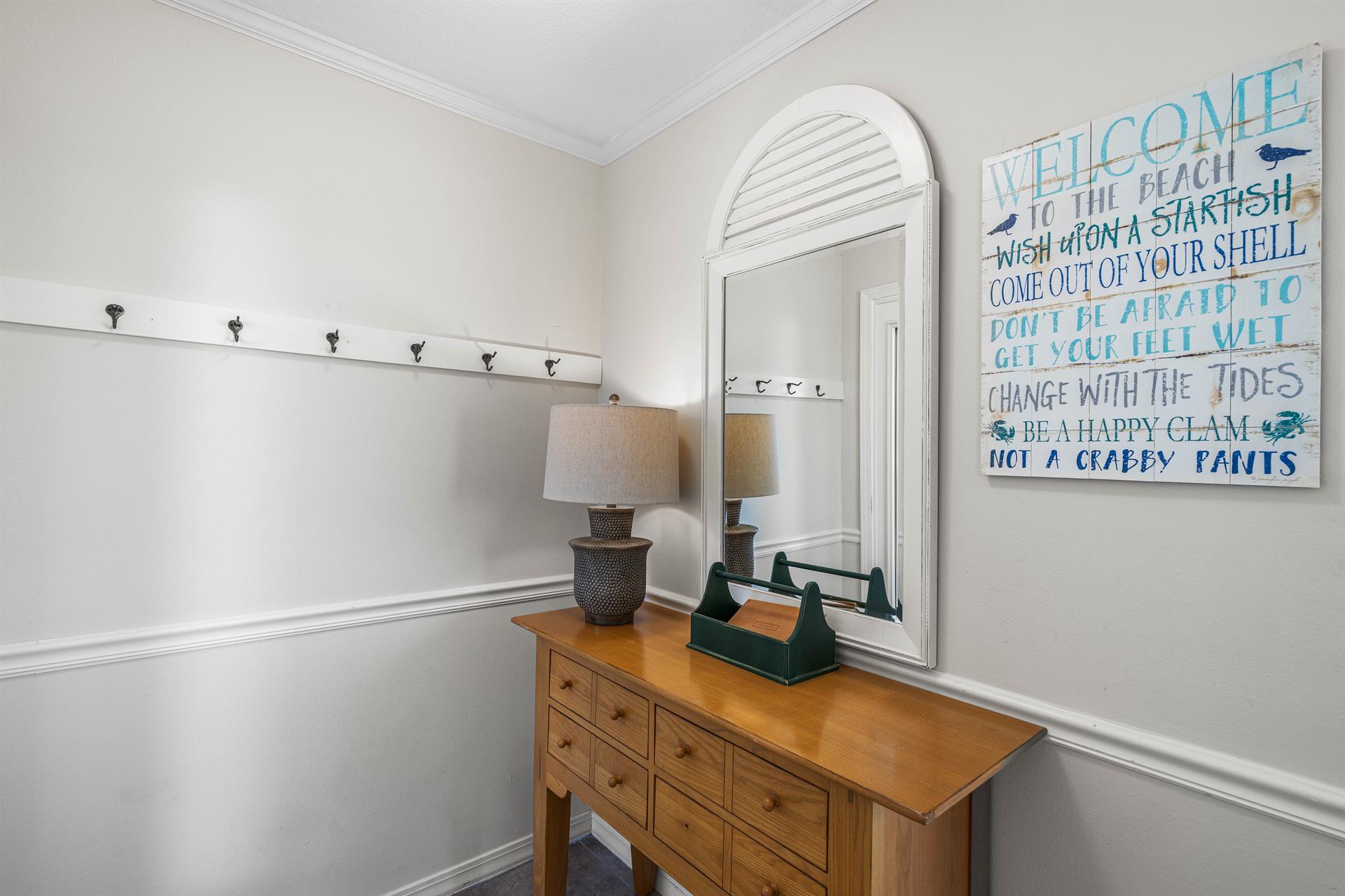Whimsical foyer entry leading into Quiet Surf 8