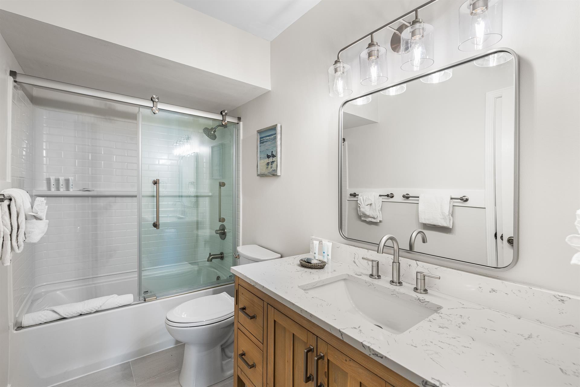 Newly remodeled guest bathroom for the queen bedroom.