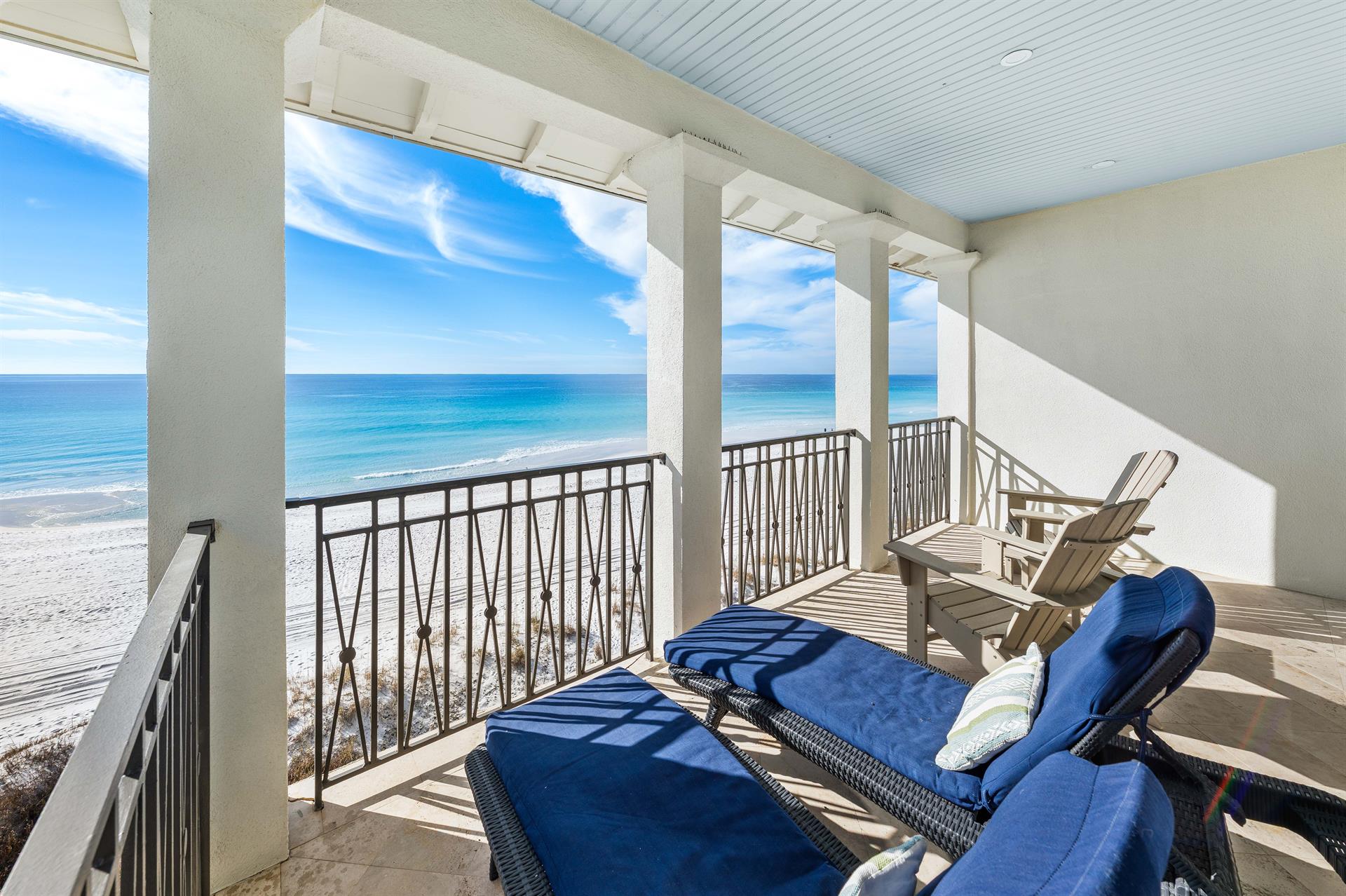 Third Floor Primary Bedroom Covered Seating Area with the Most Amazing Gulf Views.