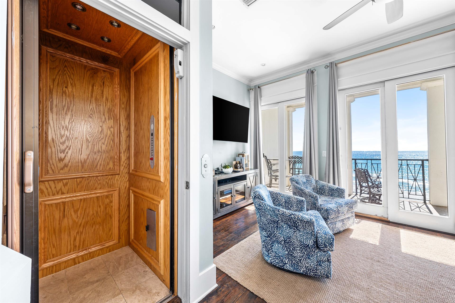 The Private Elevator Services all 3 Floors into The Third Floor Primary Bedroom.