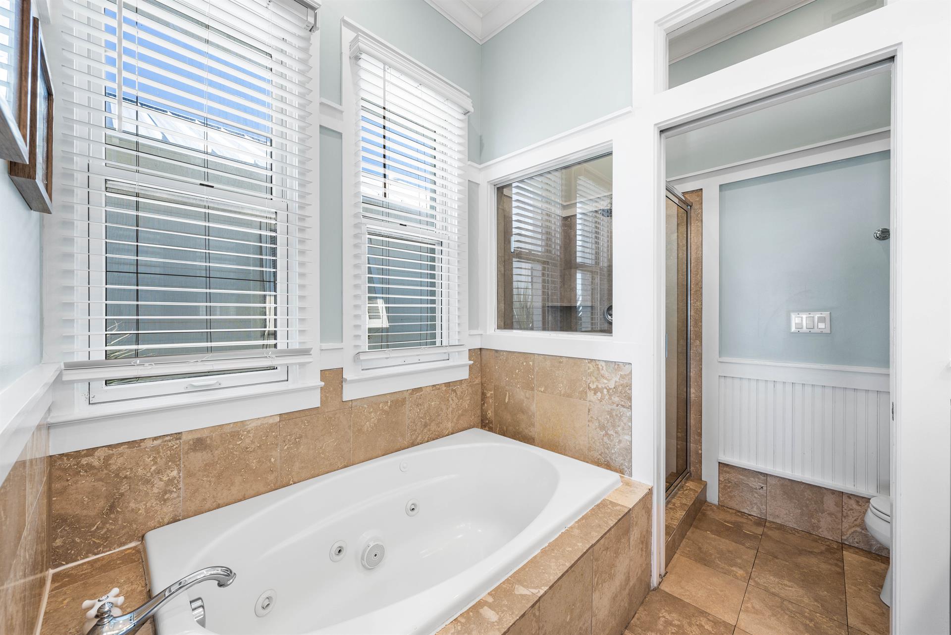 Primary Bedroom Soaking Tub.