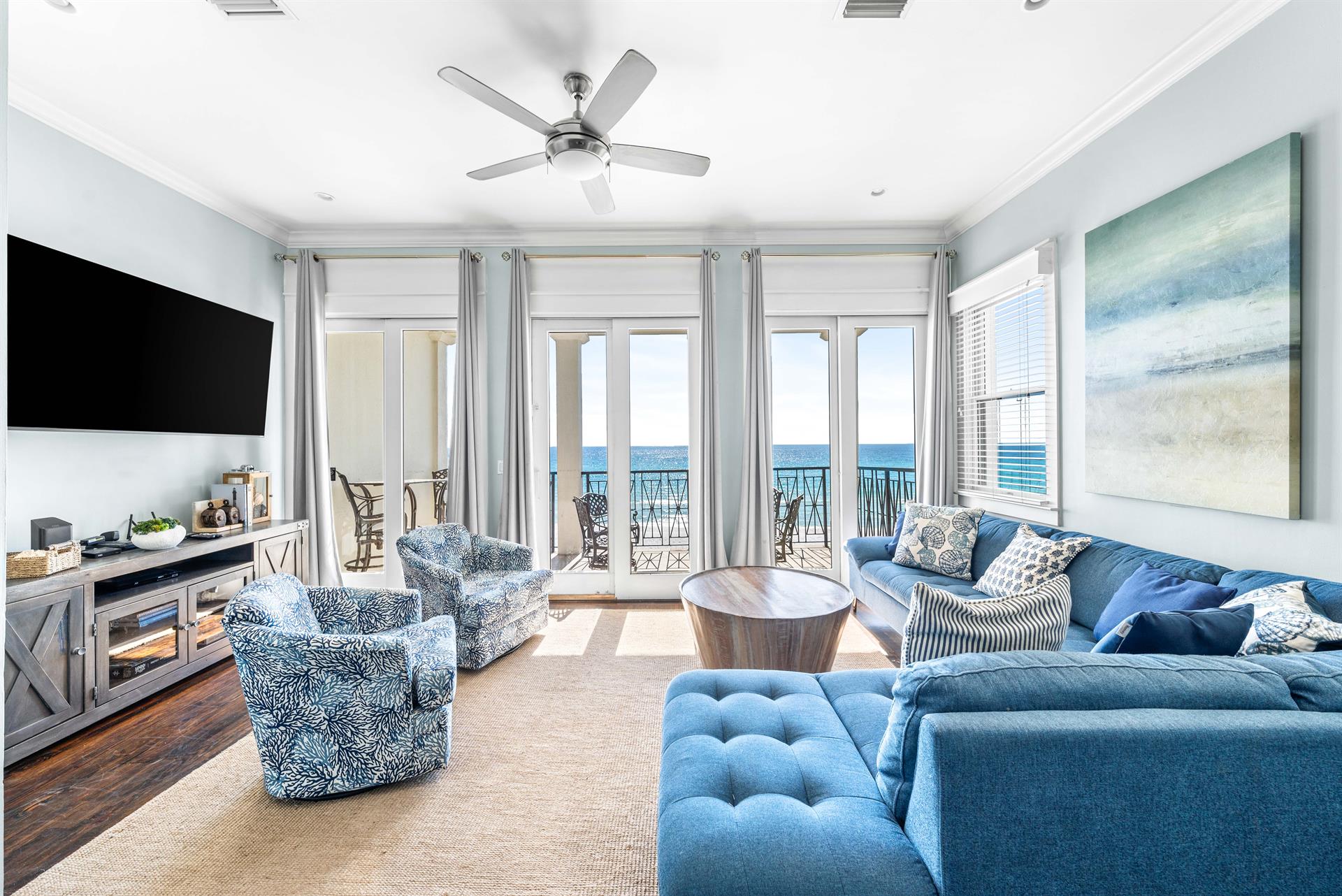 Living and Dining with Gulf Front Views