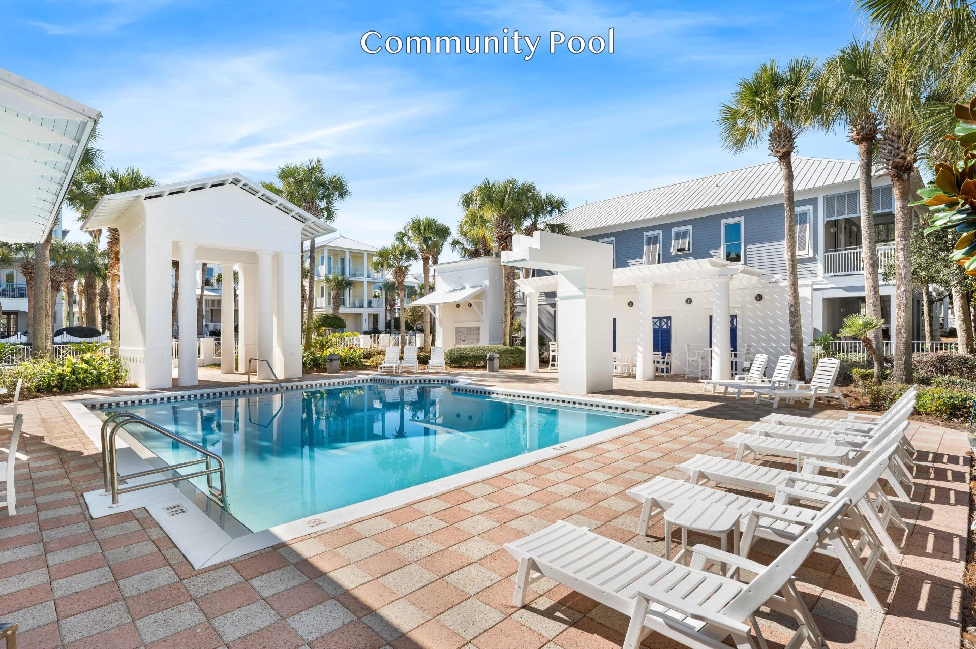 Dive into paradise with a pool day Frangista Pool is right across the street from Aquaholic Dressingrestrooms, water feature  plenty of loungers.  Heated seasonally.