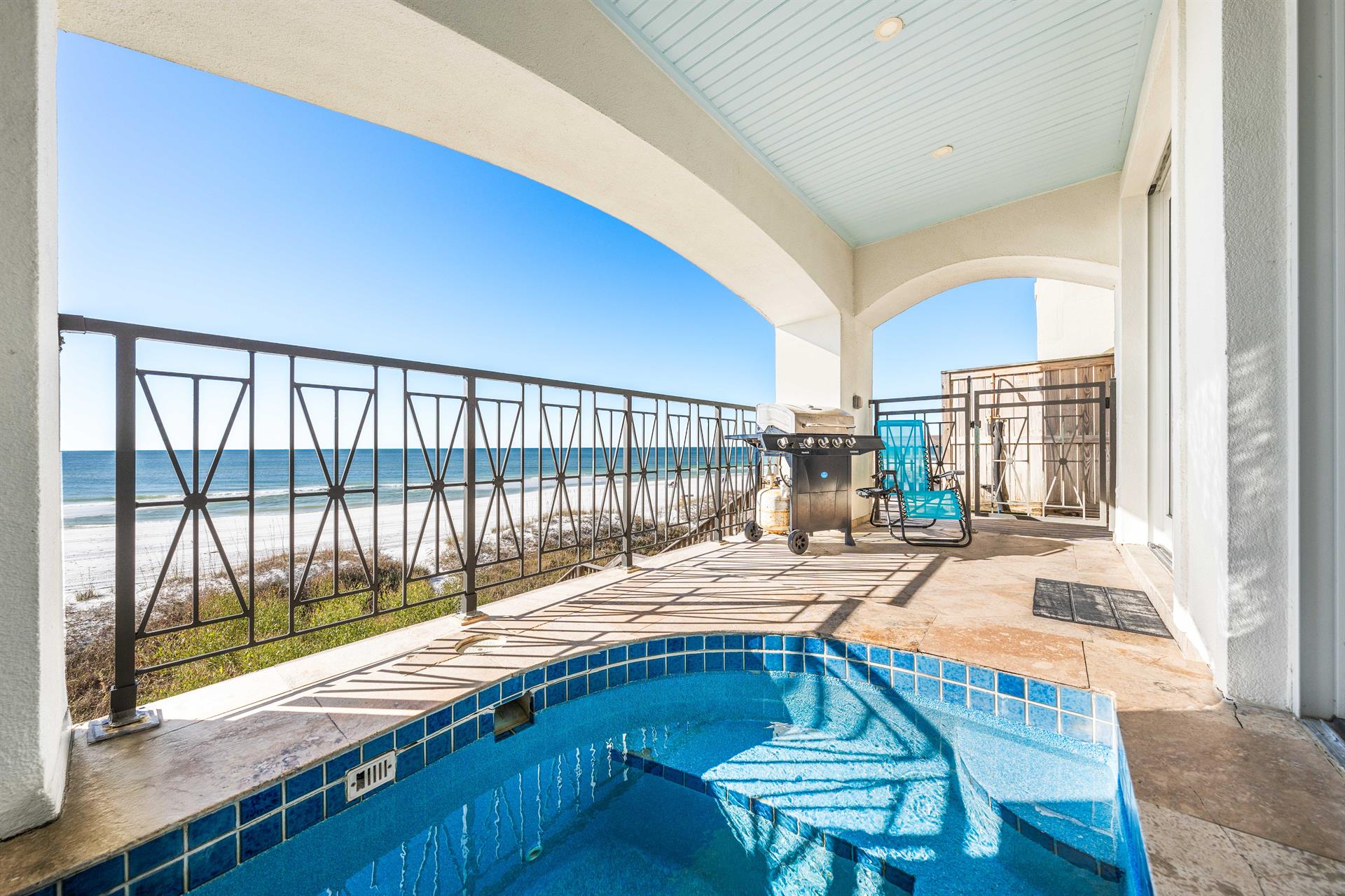 1st floor balcony with splash pool can be heated and propane grill with propane refills available.