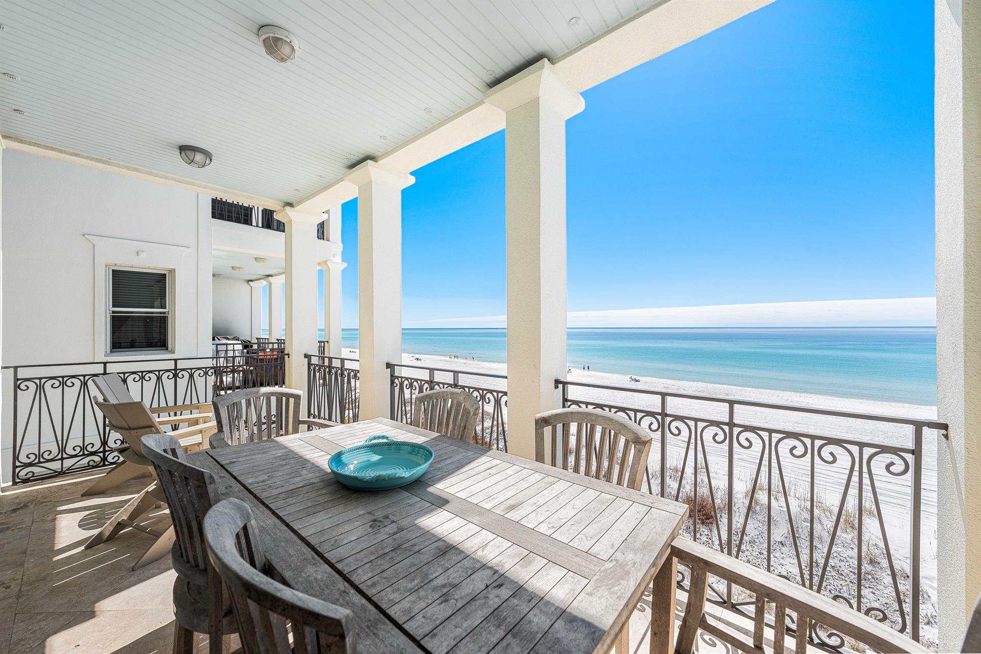 2nd Floor Teak Outdoor Dining Table with Amazing Views