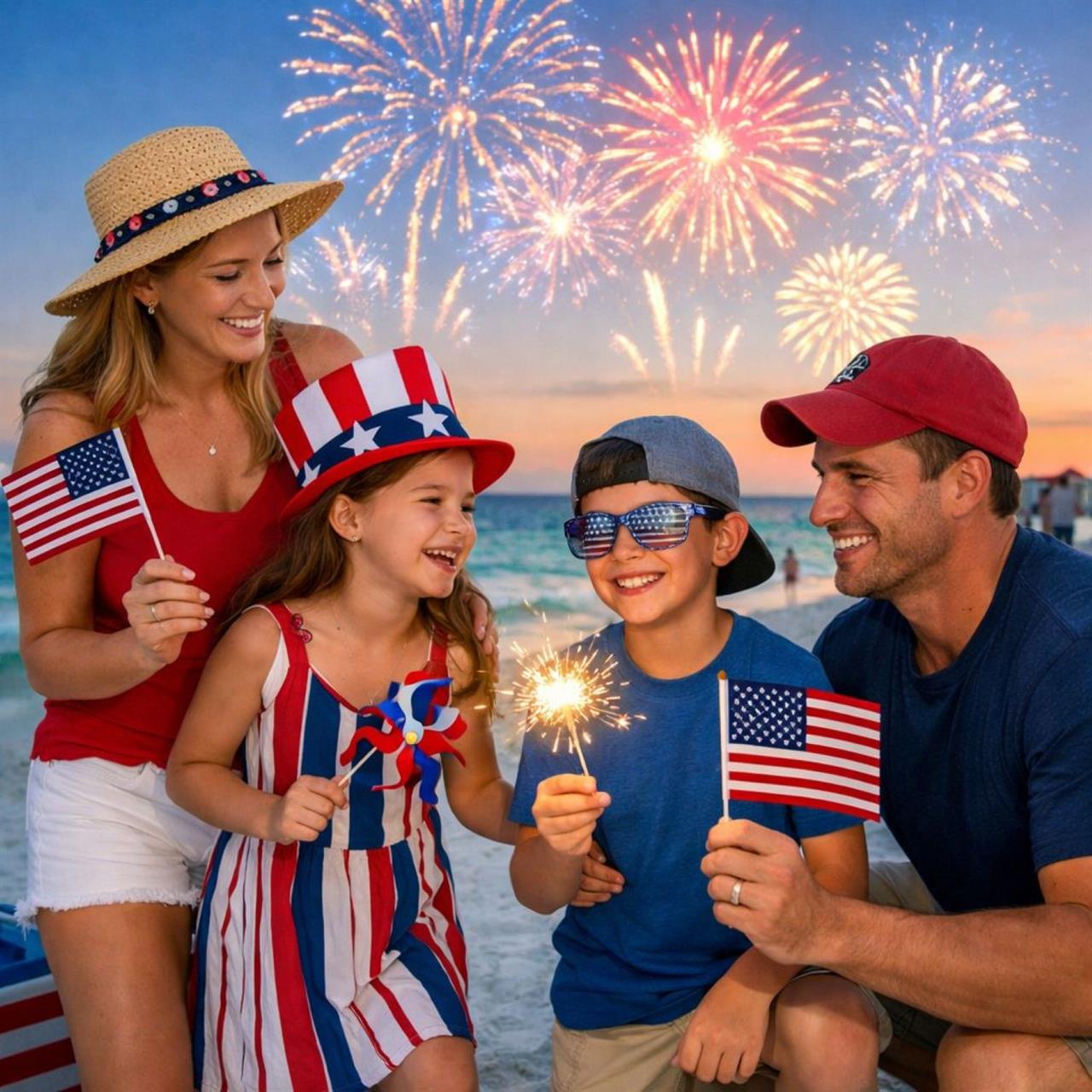 293984 Family Celebrating 4th Of July New B