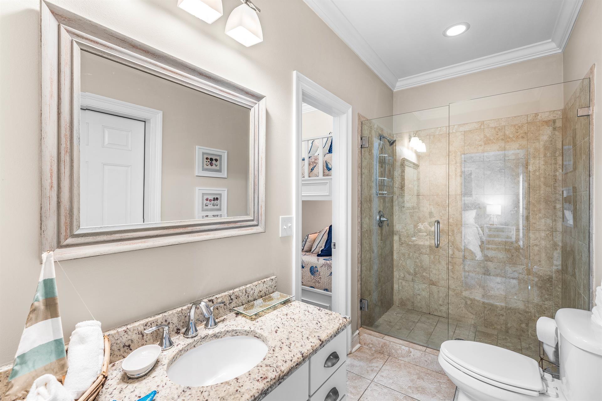This Bathroom is Shared with the Bunk Room and the Queen Bedroom on the First Floor.