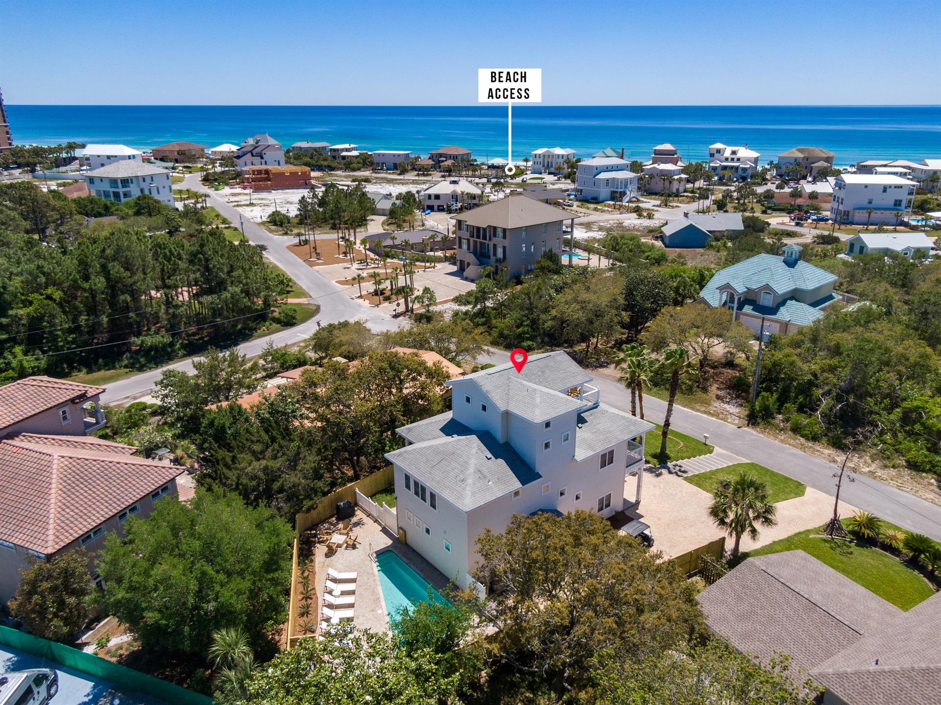 Aerial View Showing a Short 3 Min Walk or 1 Min ride to the Beach