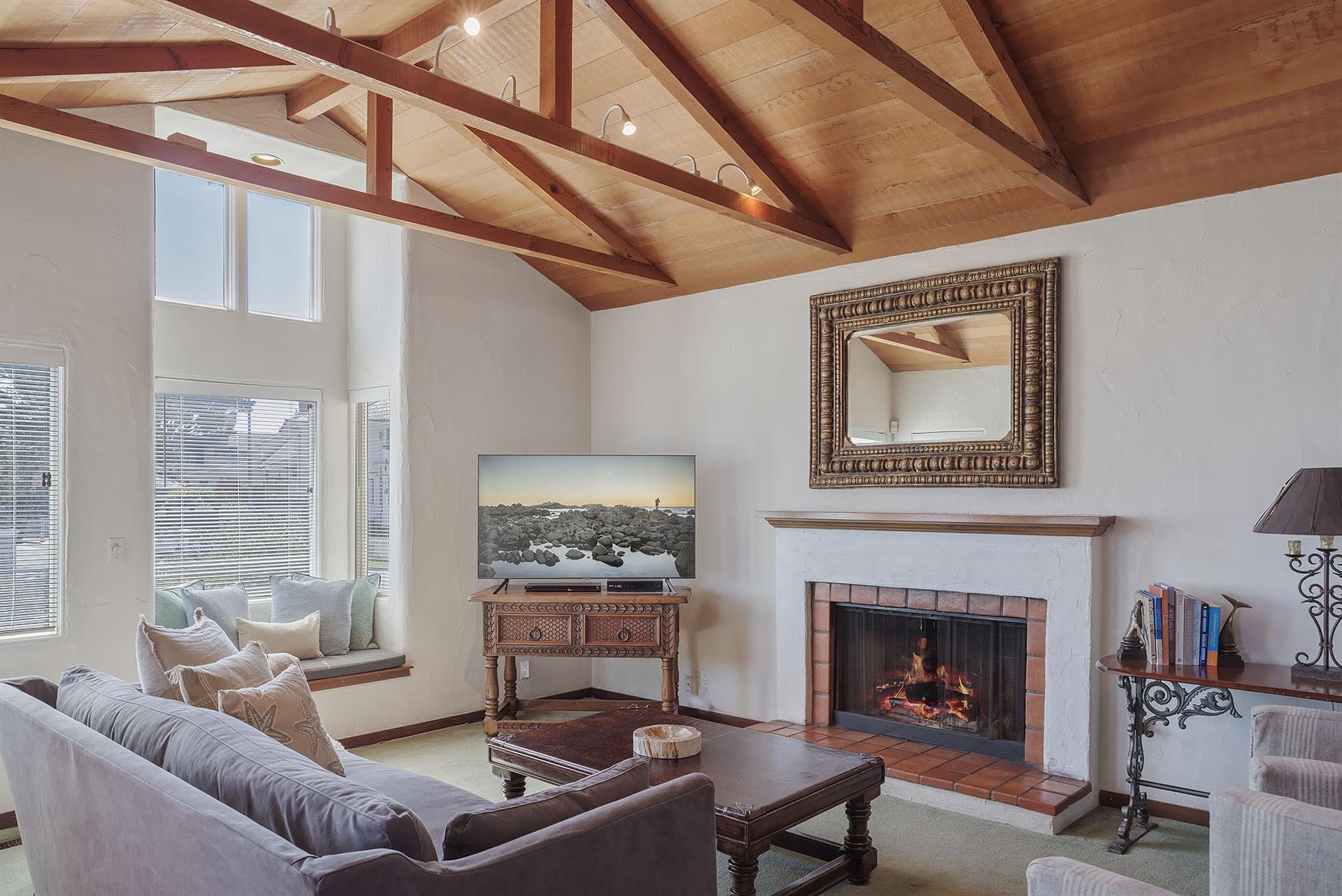 Living Room has a Gas Fireplace and an HDTV
