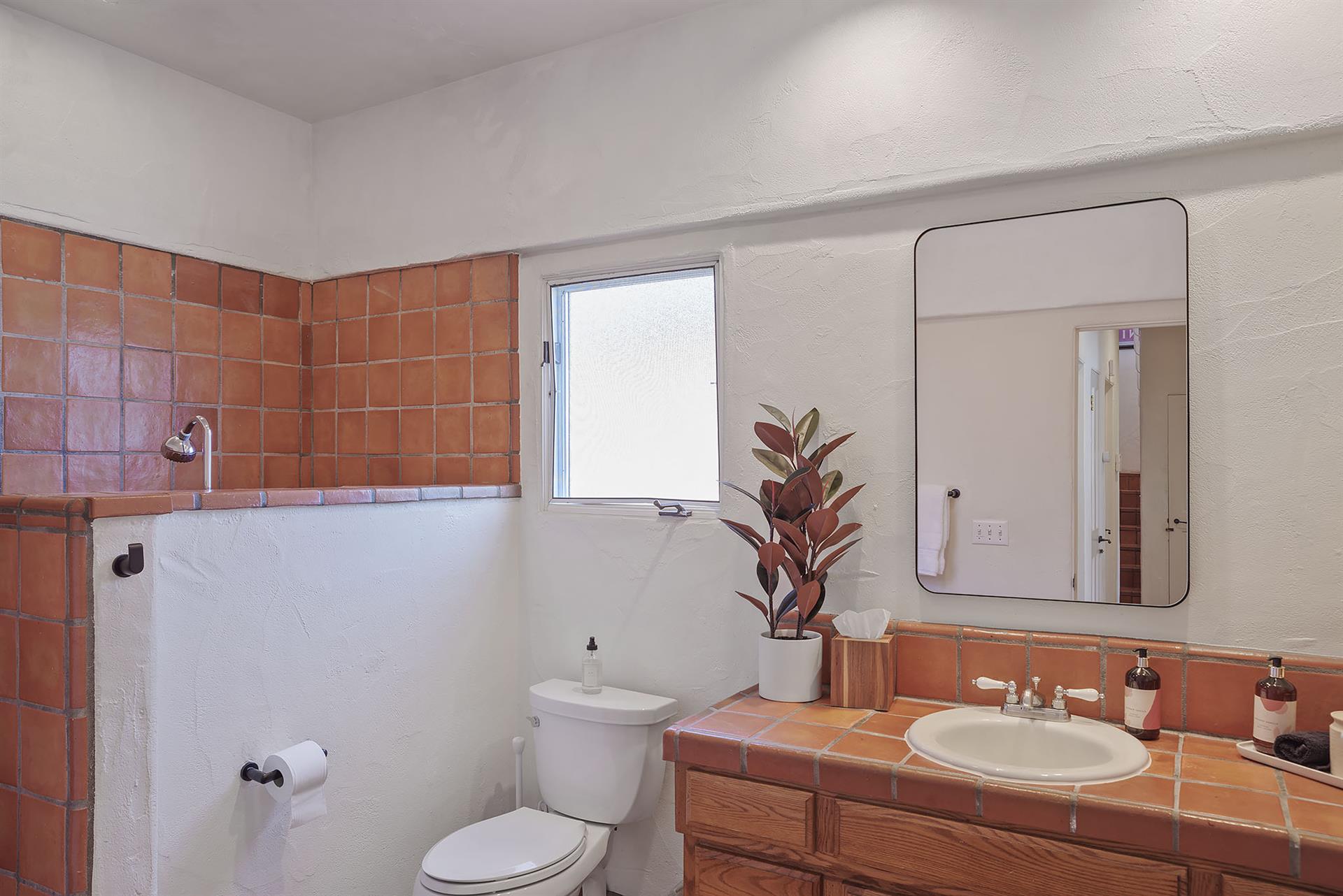 First Floor Bathroom with Tiled Step Down Shower.