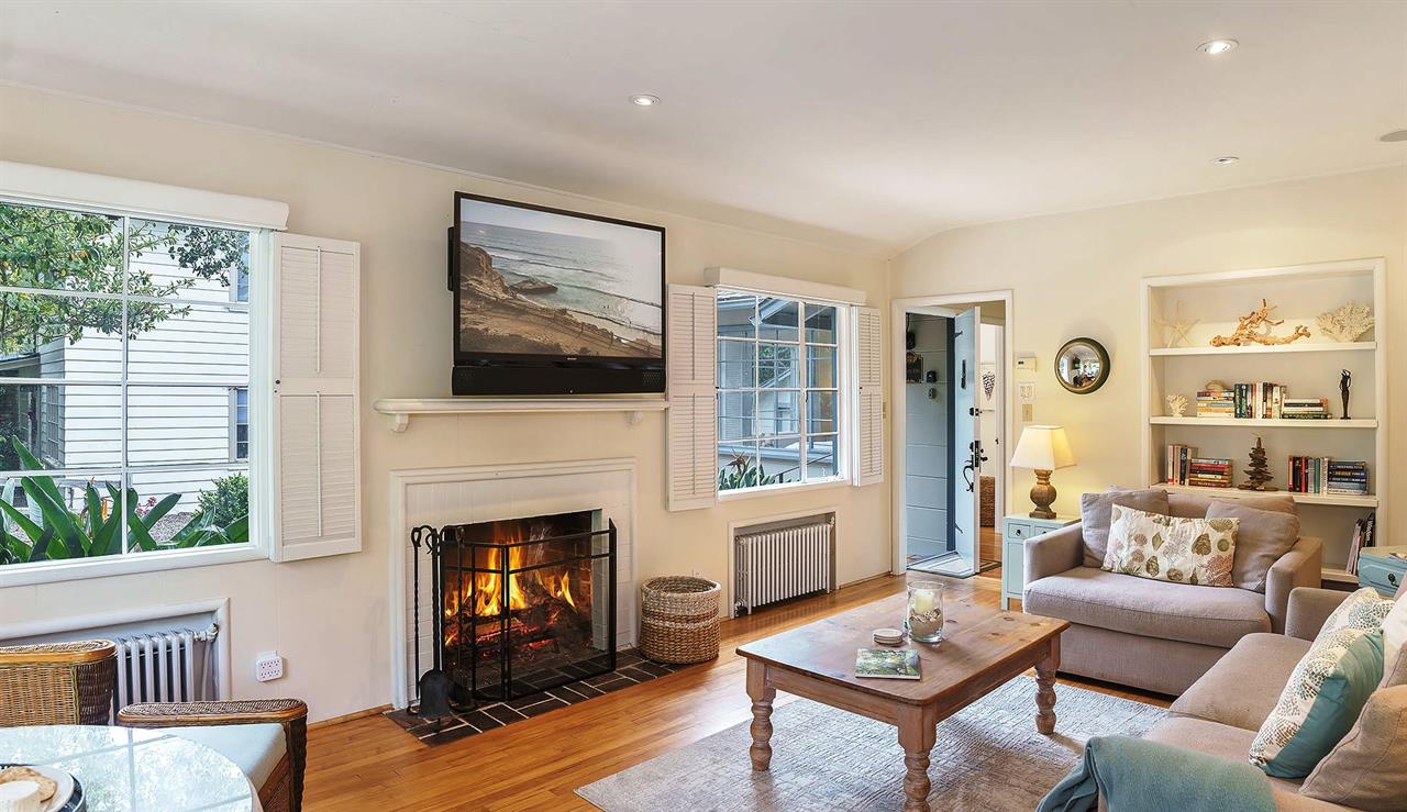 Living Room with Fireplace and HDTV