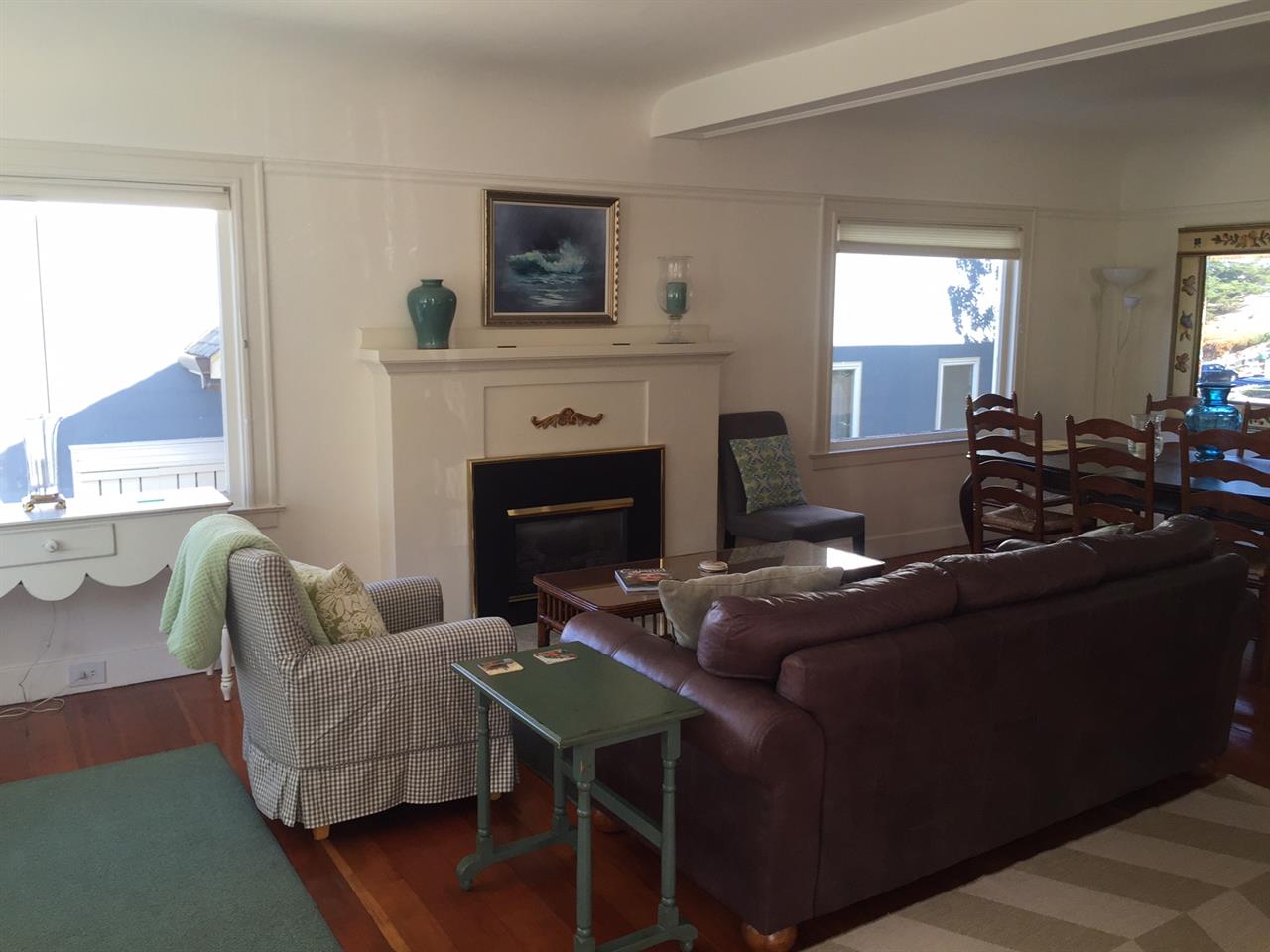 Living Room with Fireplace and Ocean Views