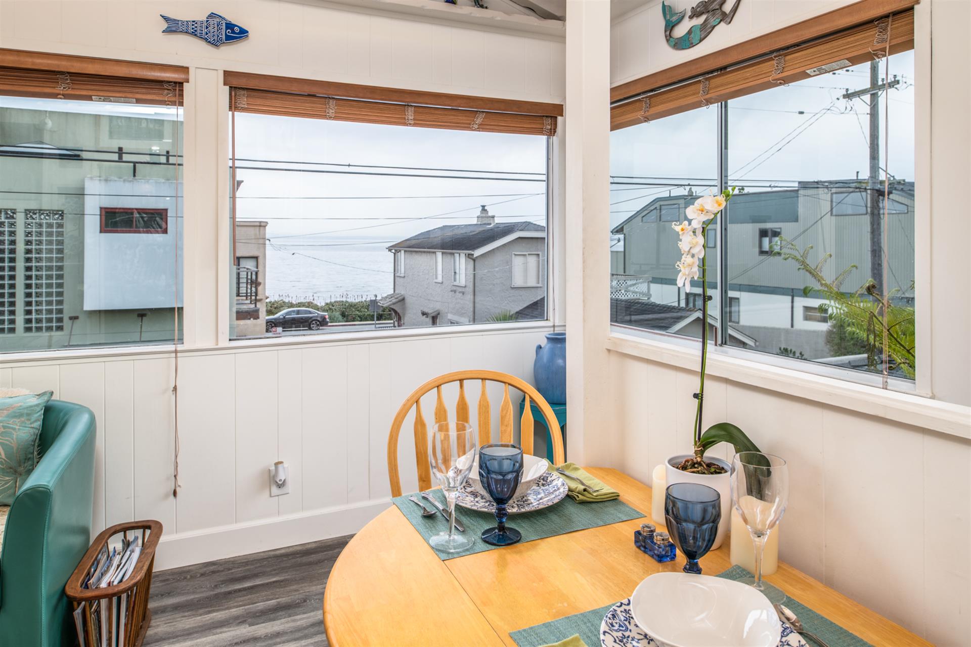 Bay View from the Living Room, Kitchen and Dining Area.
