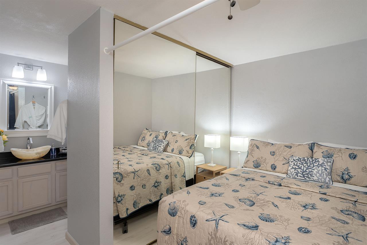 Bedroom has a King Bed and En Suite Bath