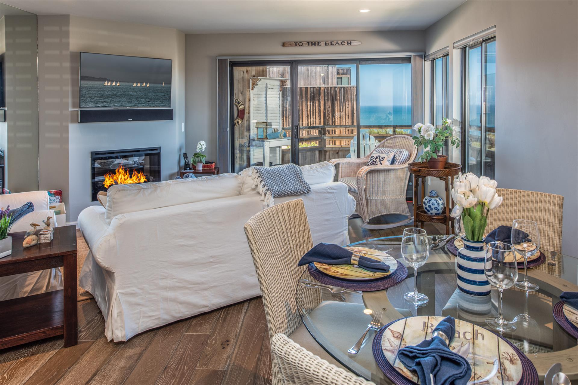 Soothing Colors of the Ocean and Sky Fireplace is decorative