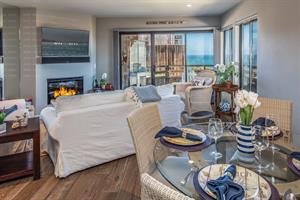 Soothing Colors of the Ocean and Sky Fireplace is decorative