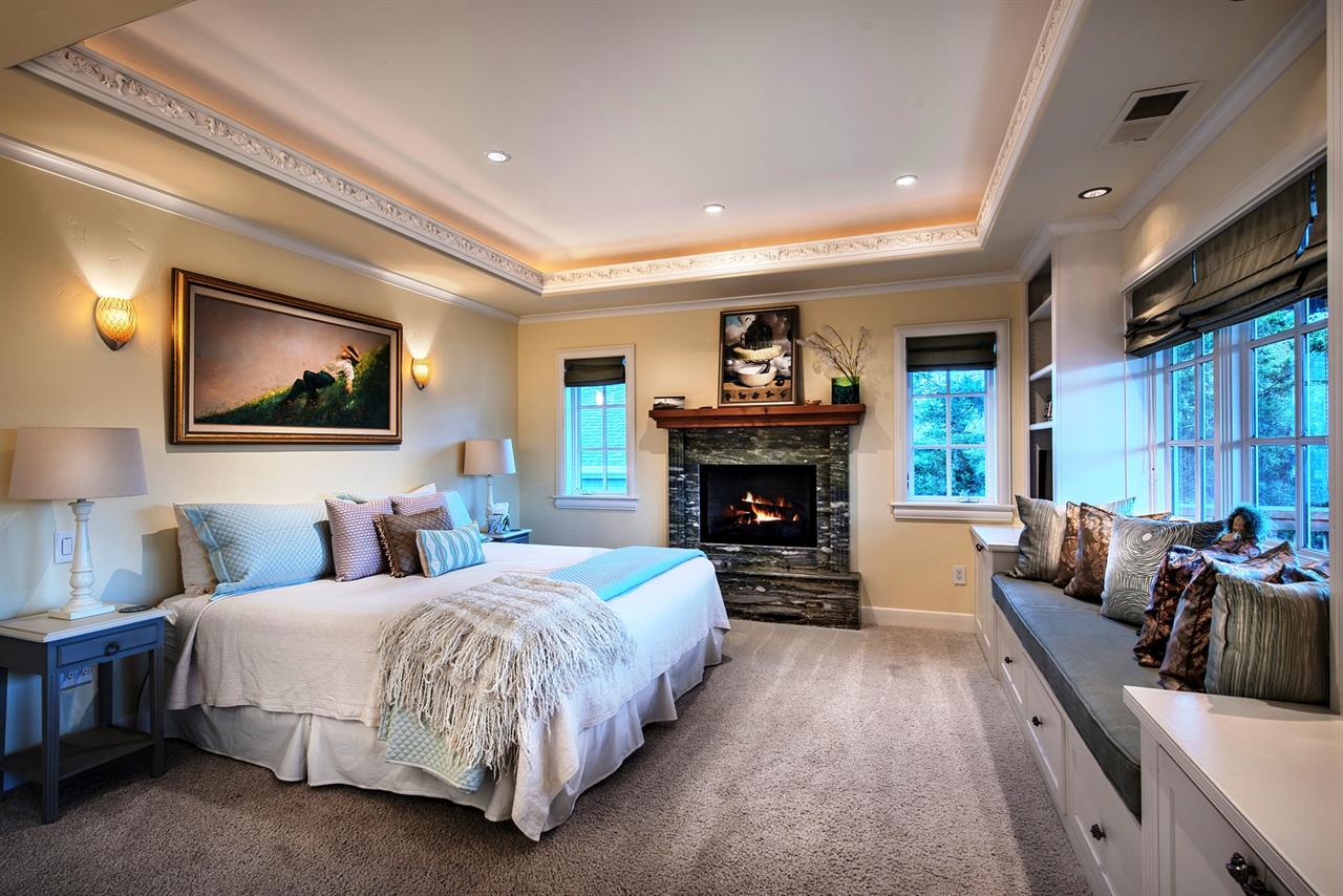 Bedroom 1  King Bed, Gas Fireplace, En Suite Bath, Balcony