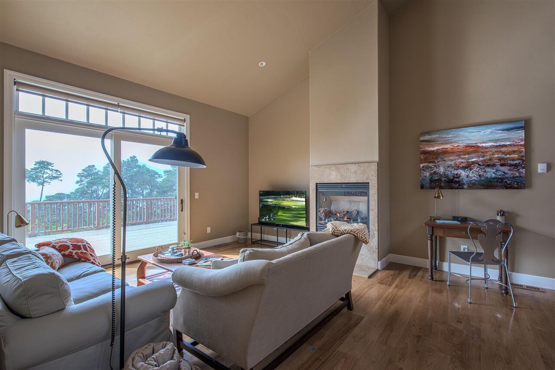 Family RoomGreat Room  Fireplace, HDTV and Deck Access