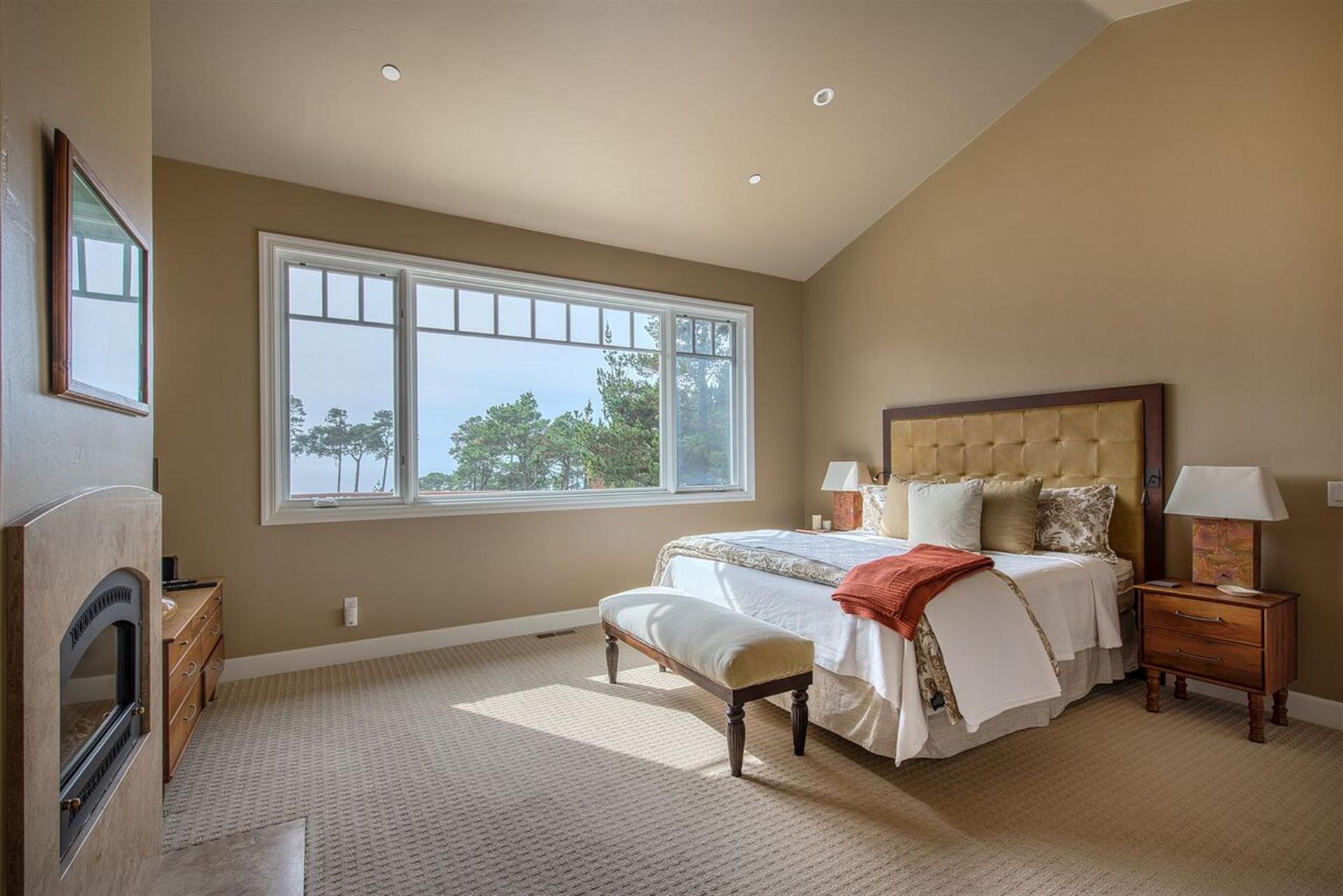 Bedroom 1  King Bed, Gas Fireplace, HDTV, En Suite Bath