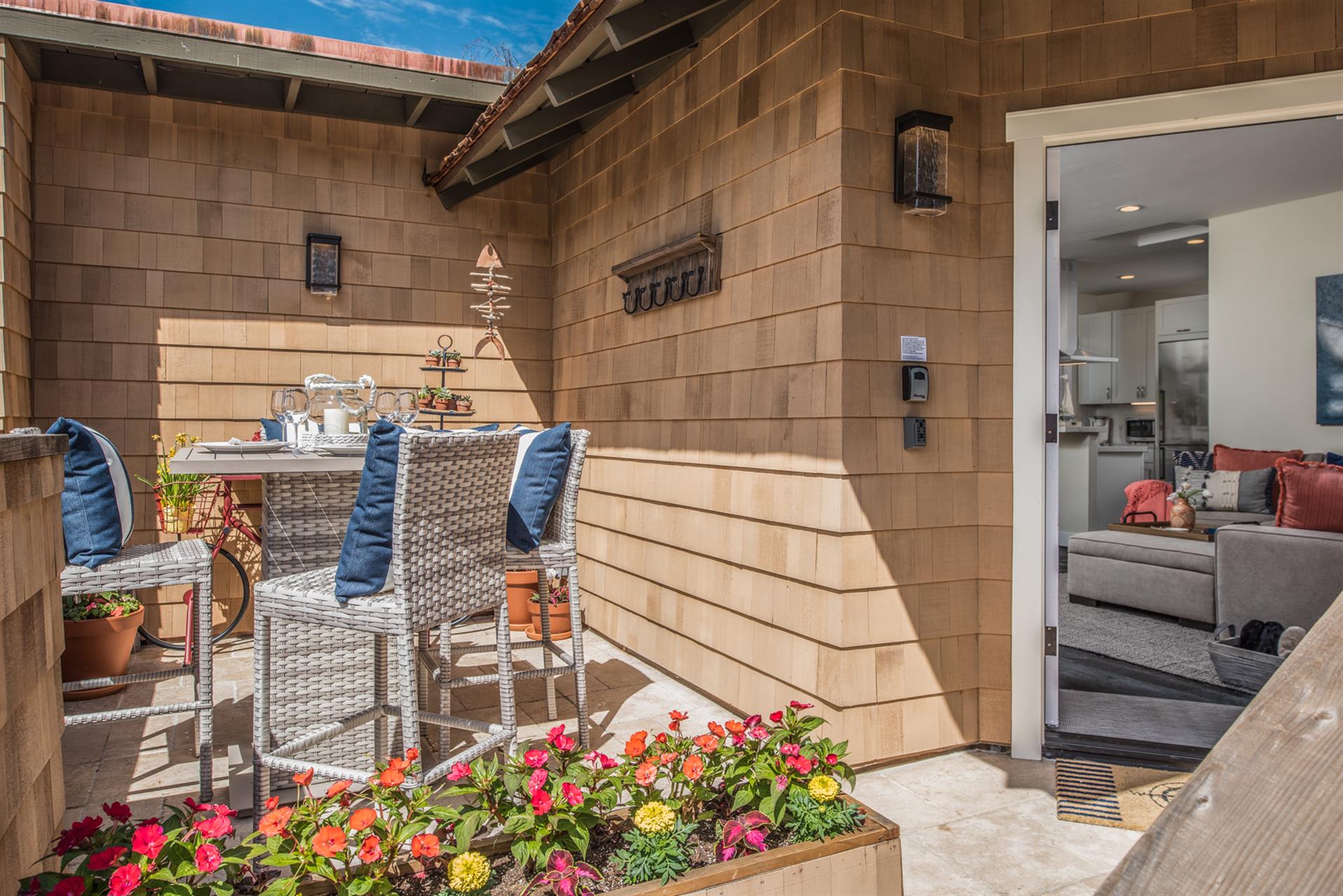 Outdoor Dining with a Distant Ocean View