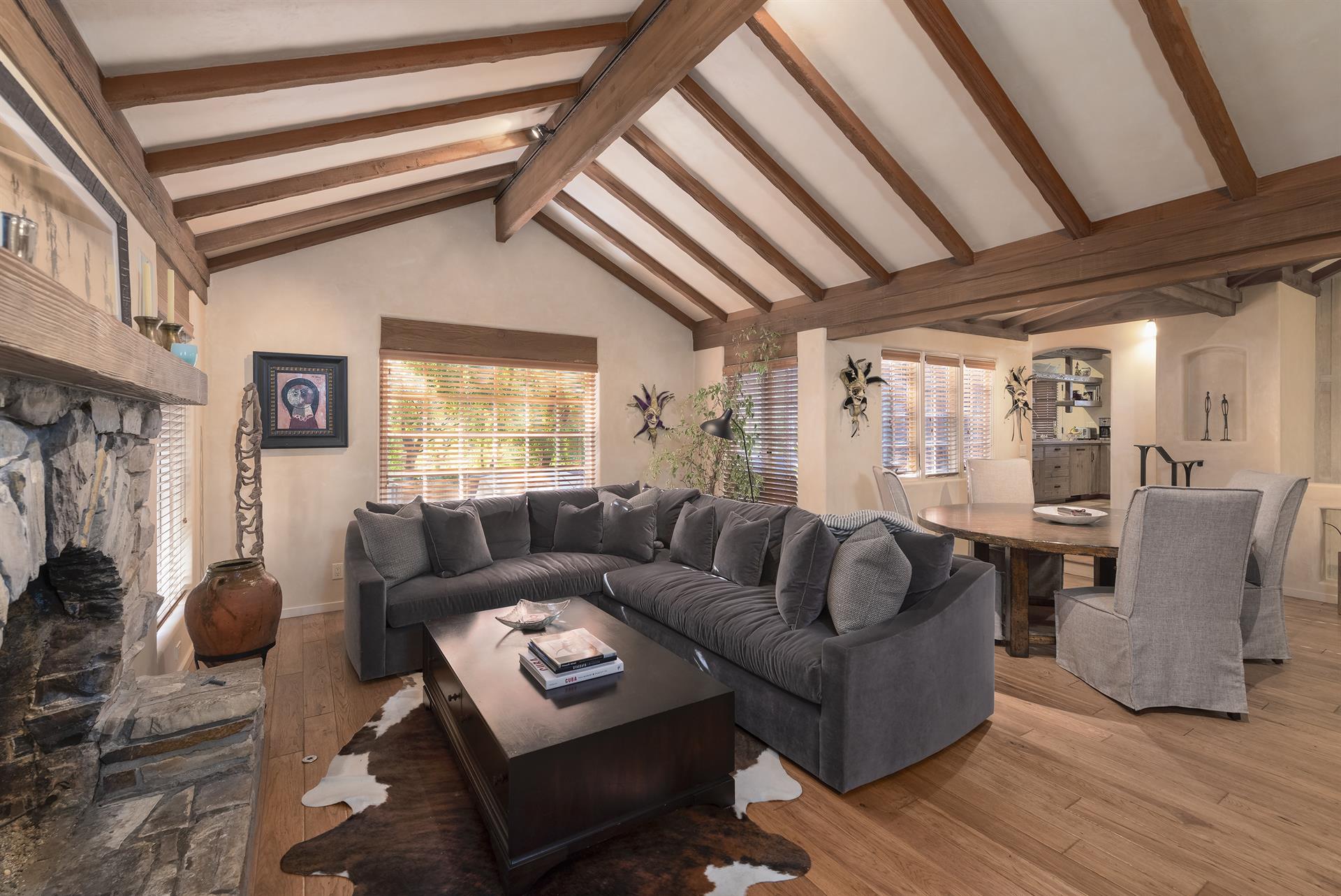 Living Room with Fireplace and HDTV