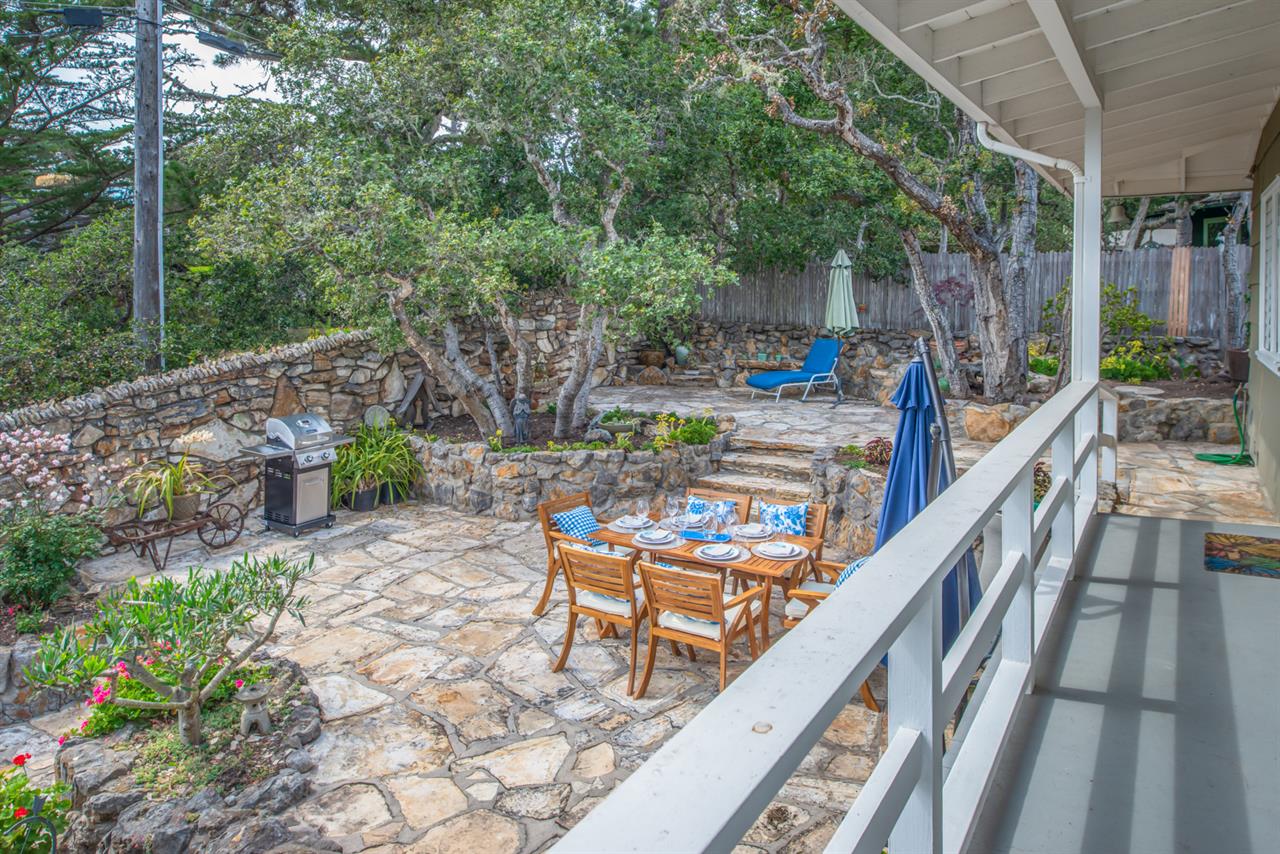 Terraced Patios and Stone Privacy Wall