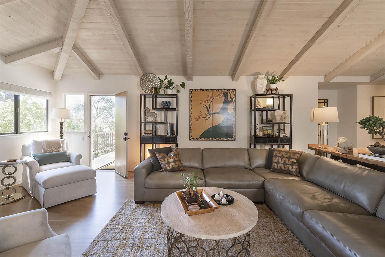 Living Room with Fireplace and HDTV