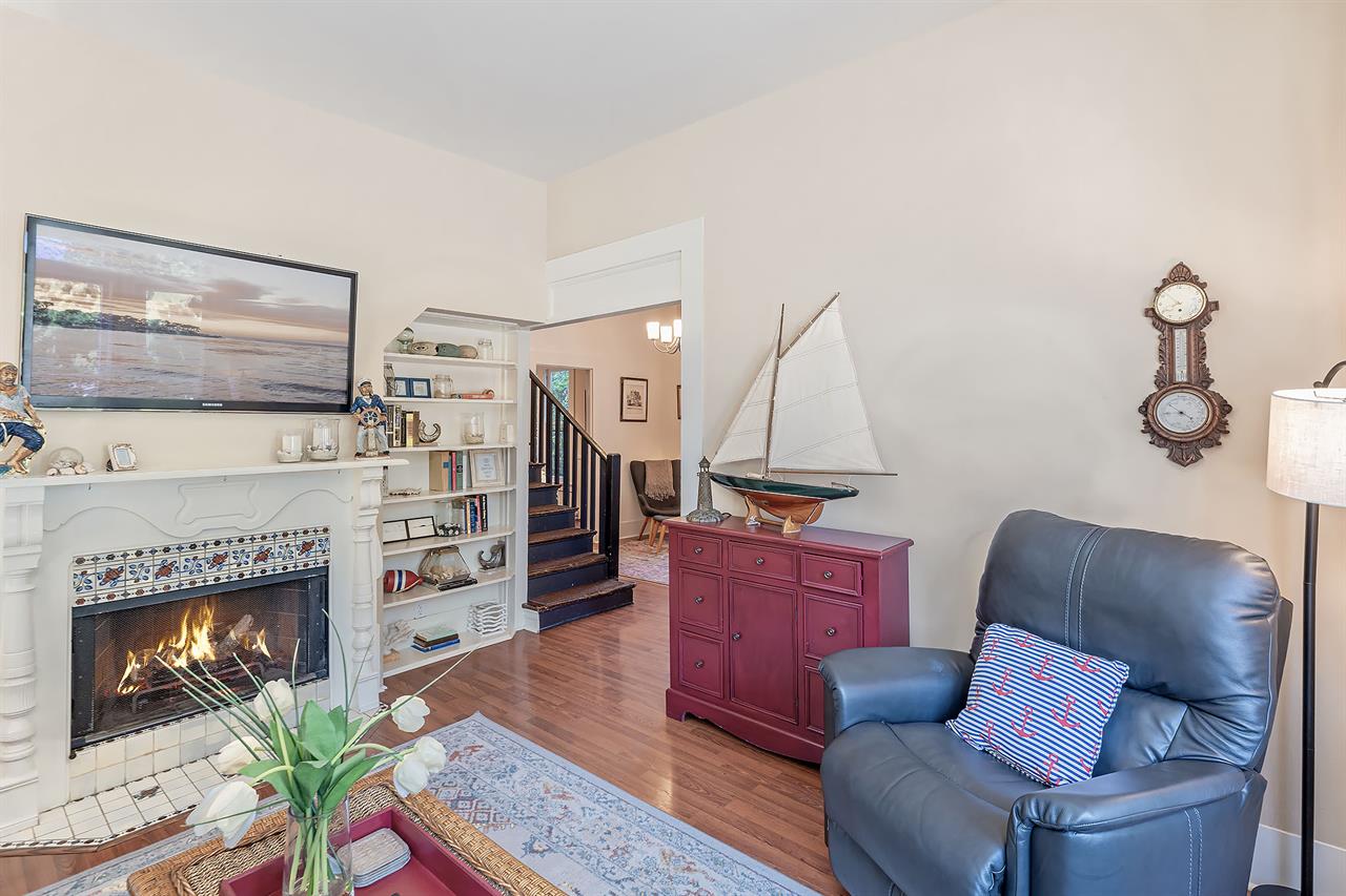 Living Room with Fireplace and HDTV
