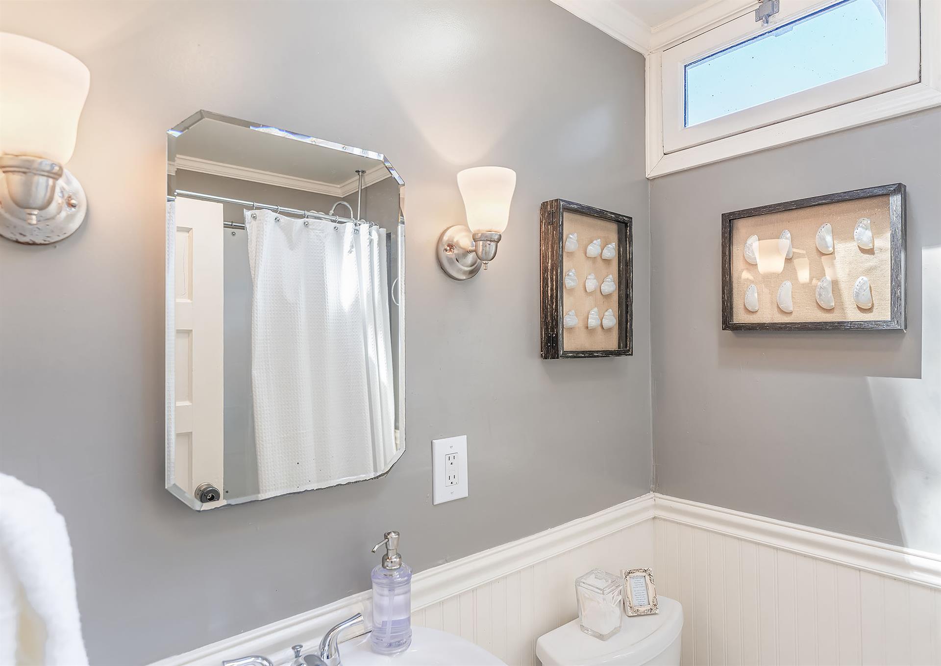 Upstairs  Bathroom has a ClawFoot Tub  Shower Combo